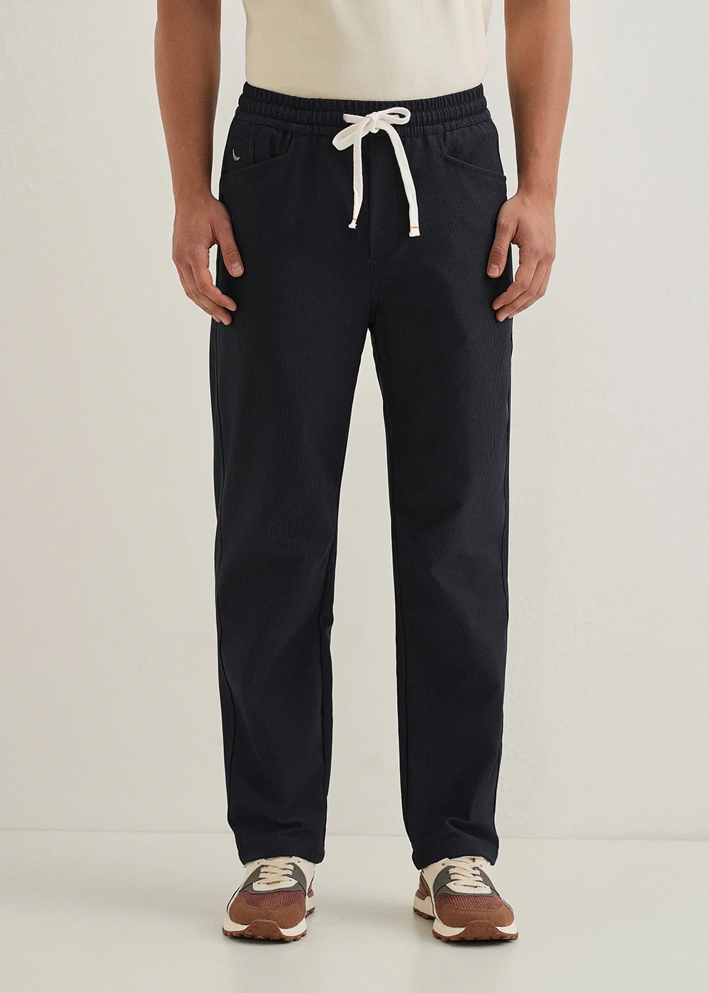 Navy Blue Straight Fit Corduroy Pants - Image 3