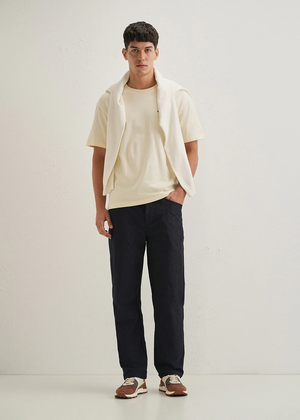 Navy Blue Straight Fit Corduroy Pants - Image 6