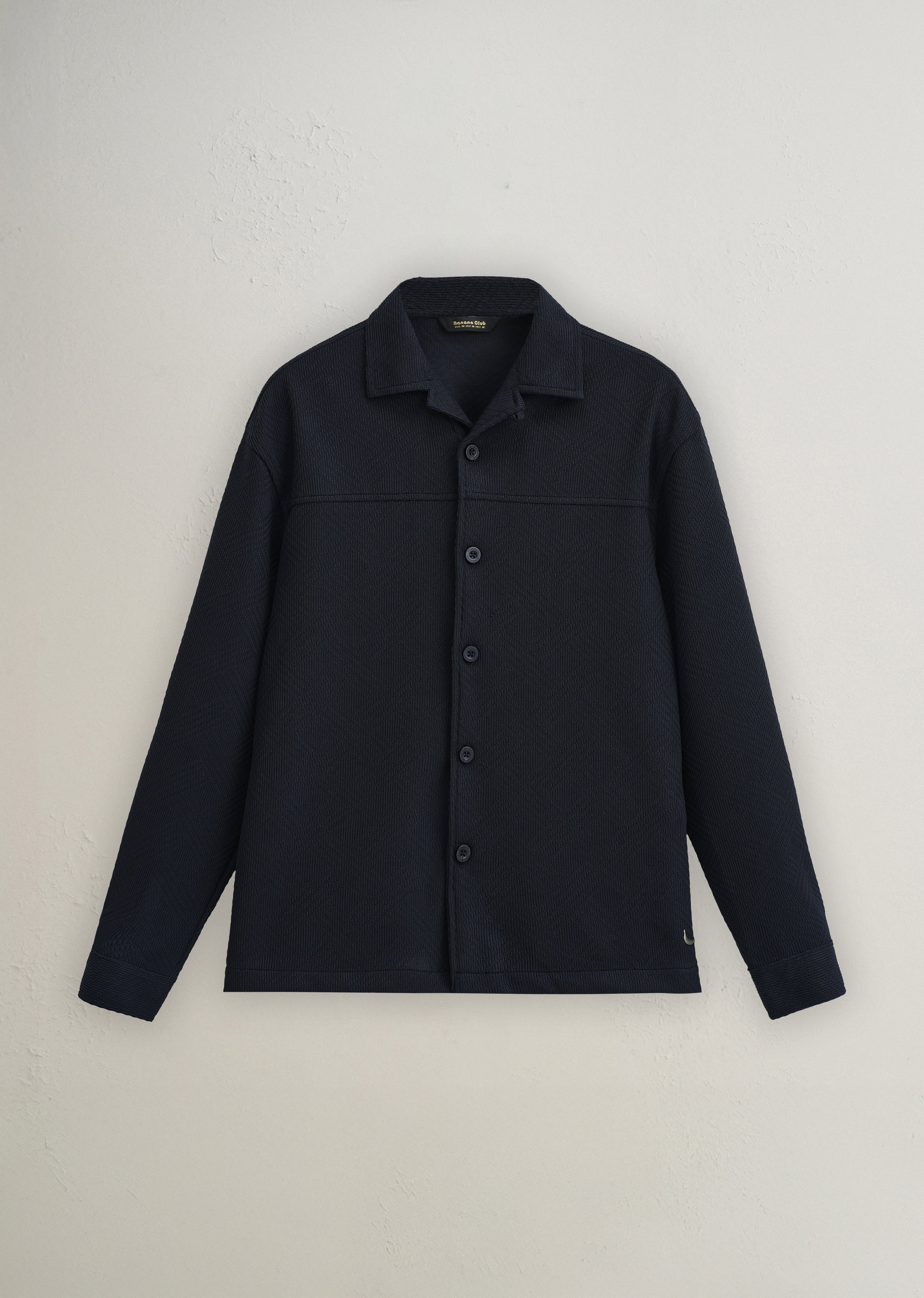 Navy Blue Textured Knit Shacket - Image 2