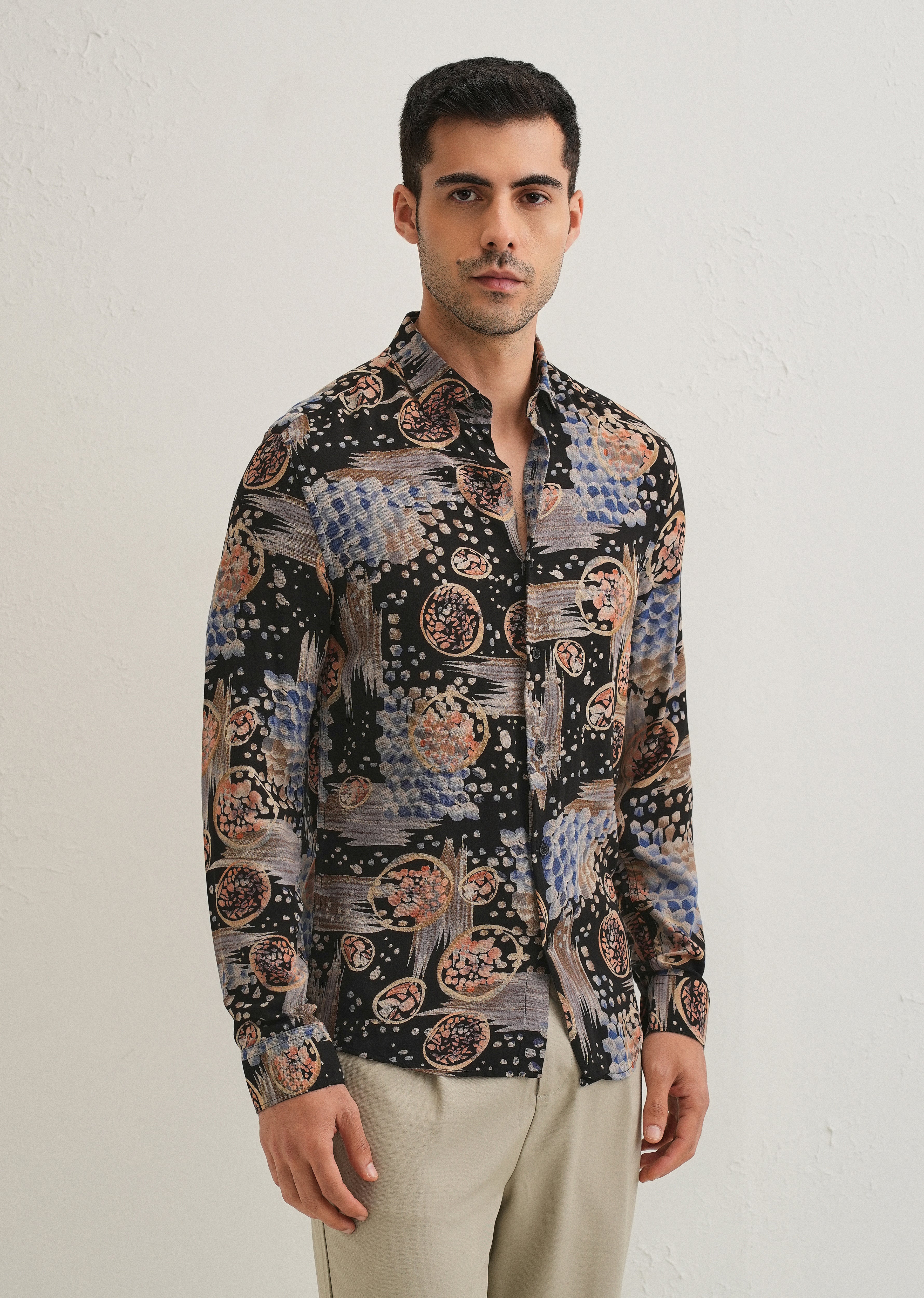 Noir Black Abstract Feather Shirt - Image 4