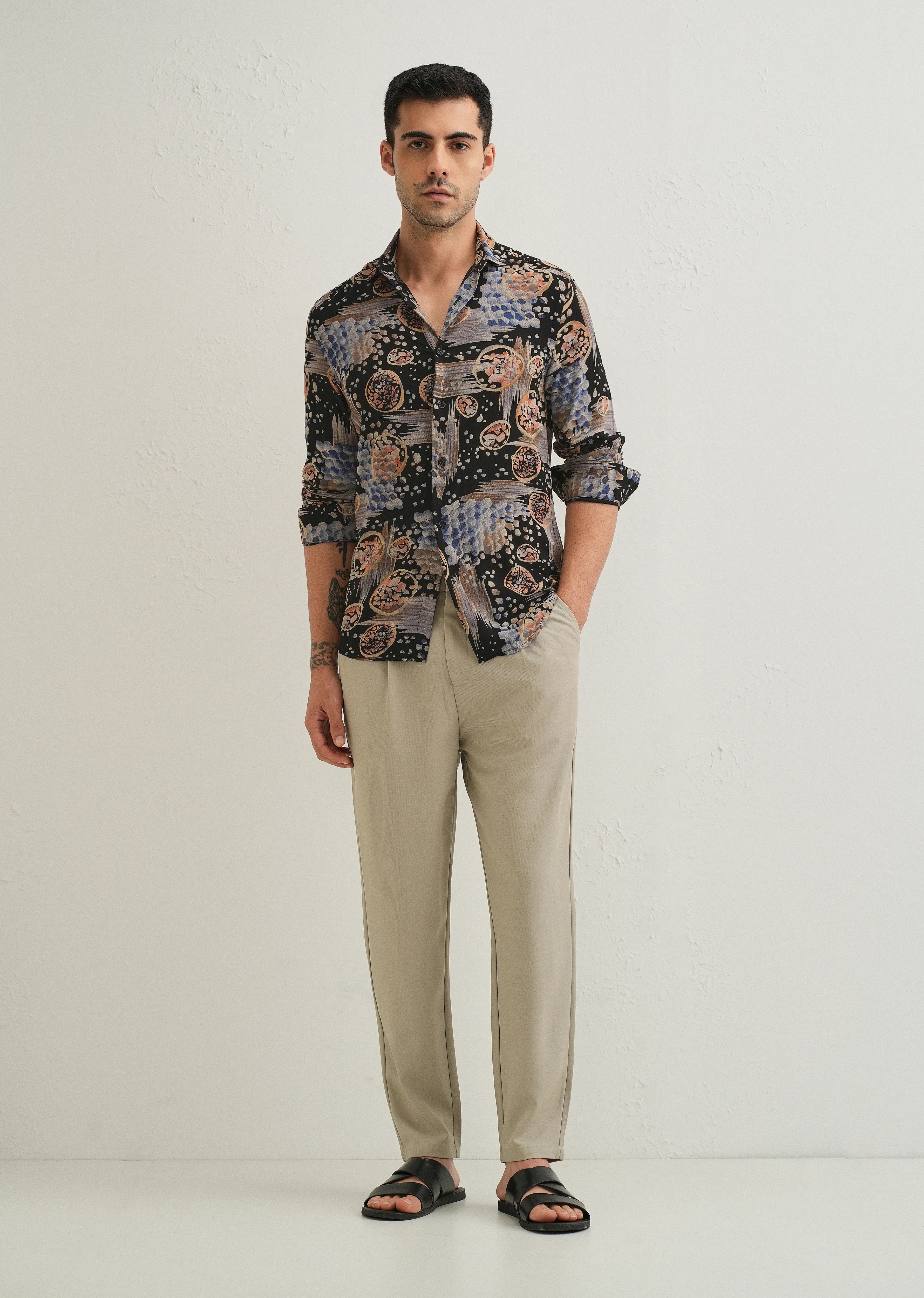 Noir Black Abstract Feather Shirt - Image 6