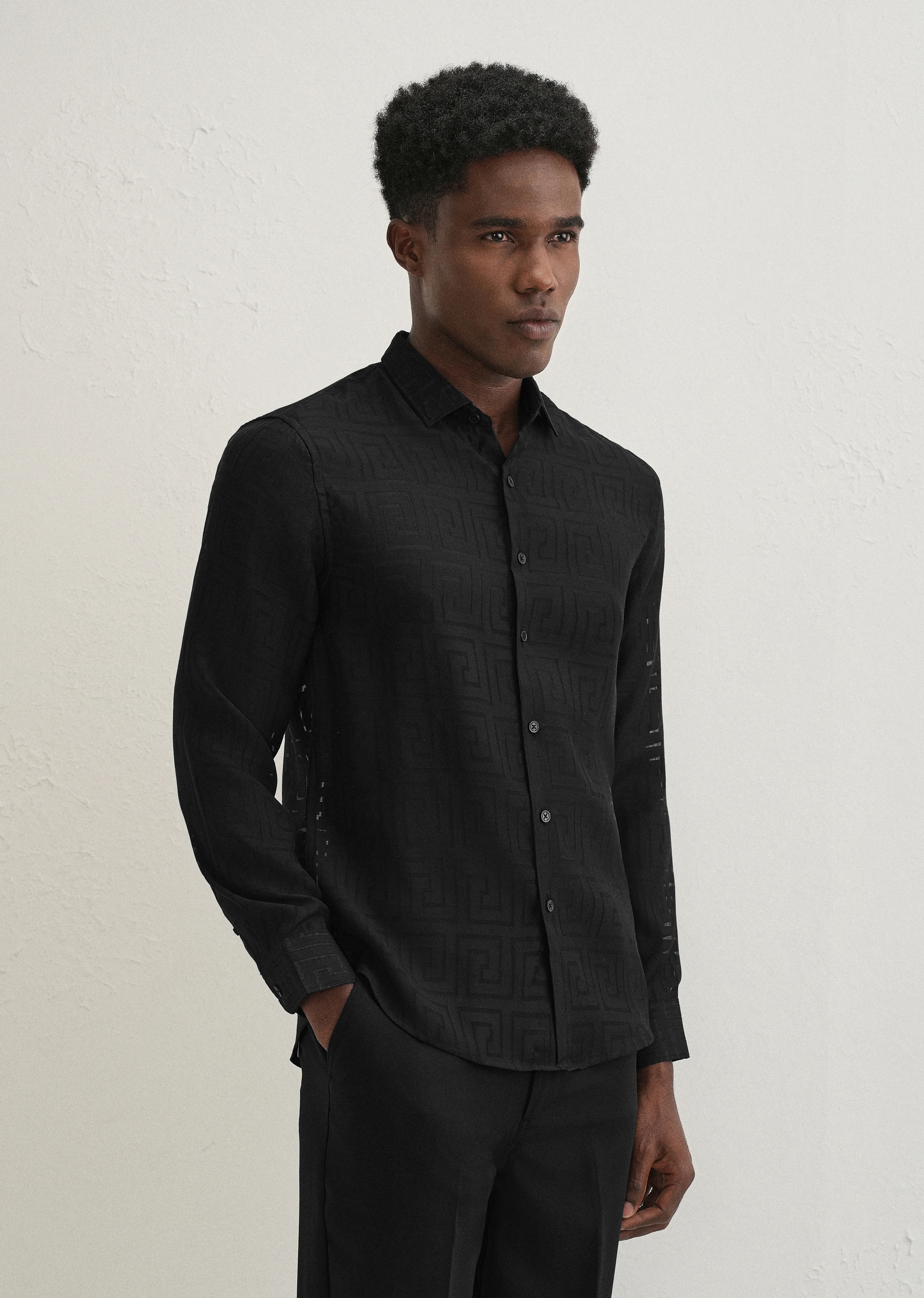 Noir Black Laser Cut Shirt - Image 5