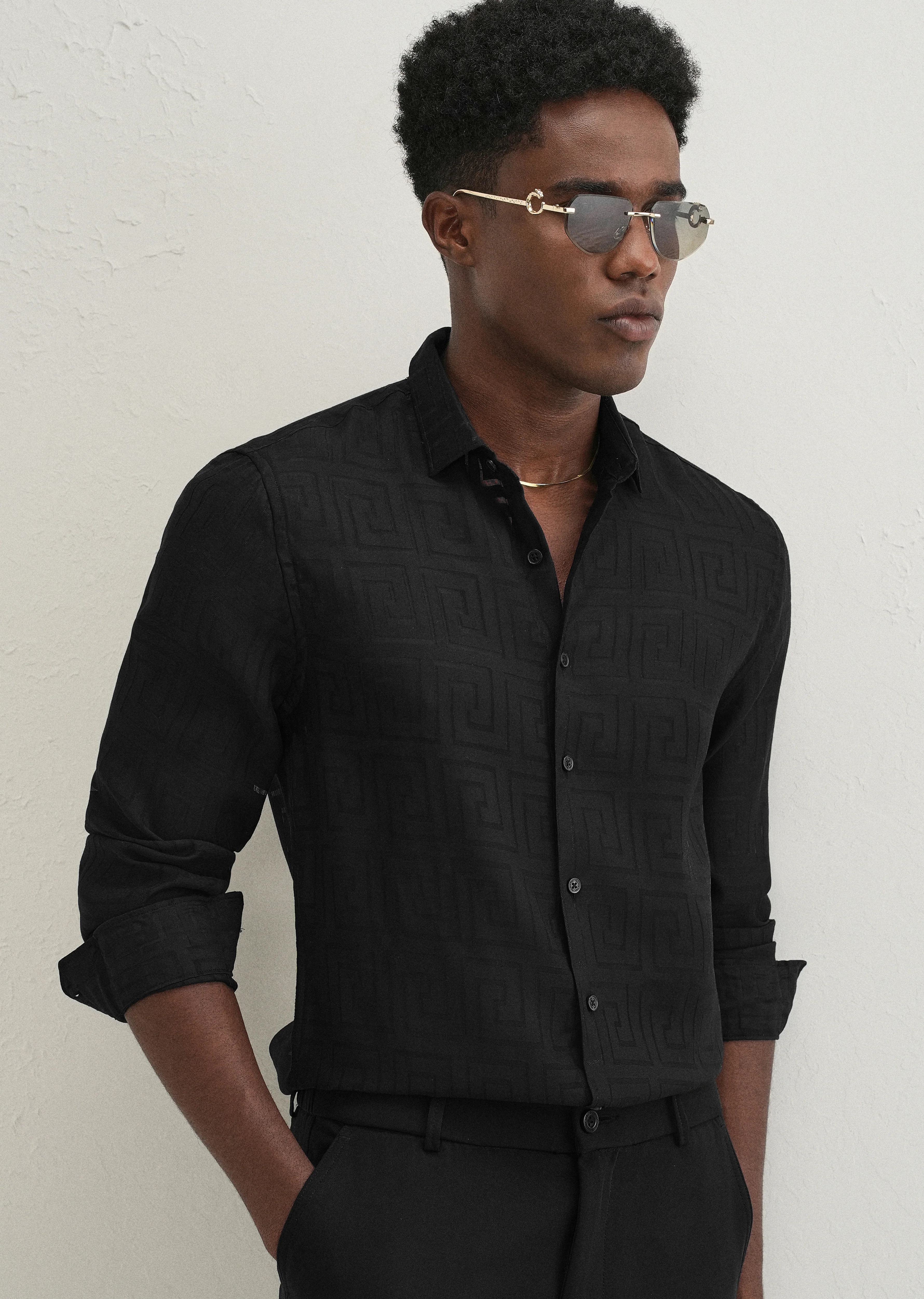 Noir Black Laser Cut Shirt - Image 7