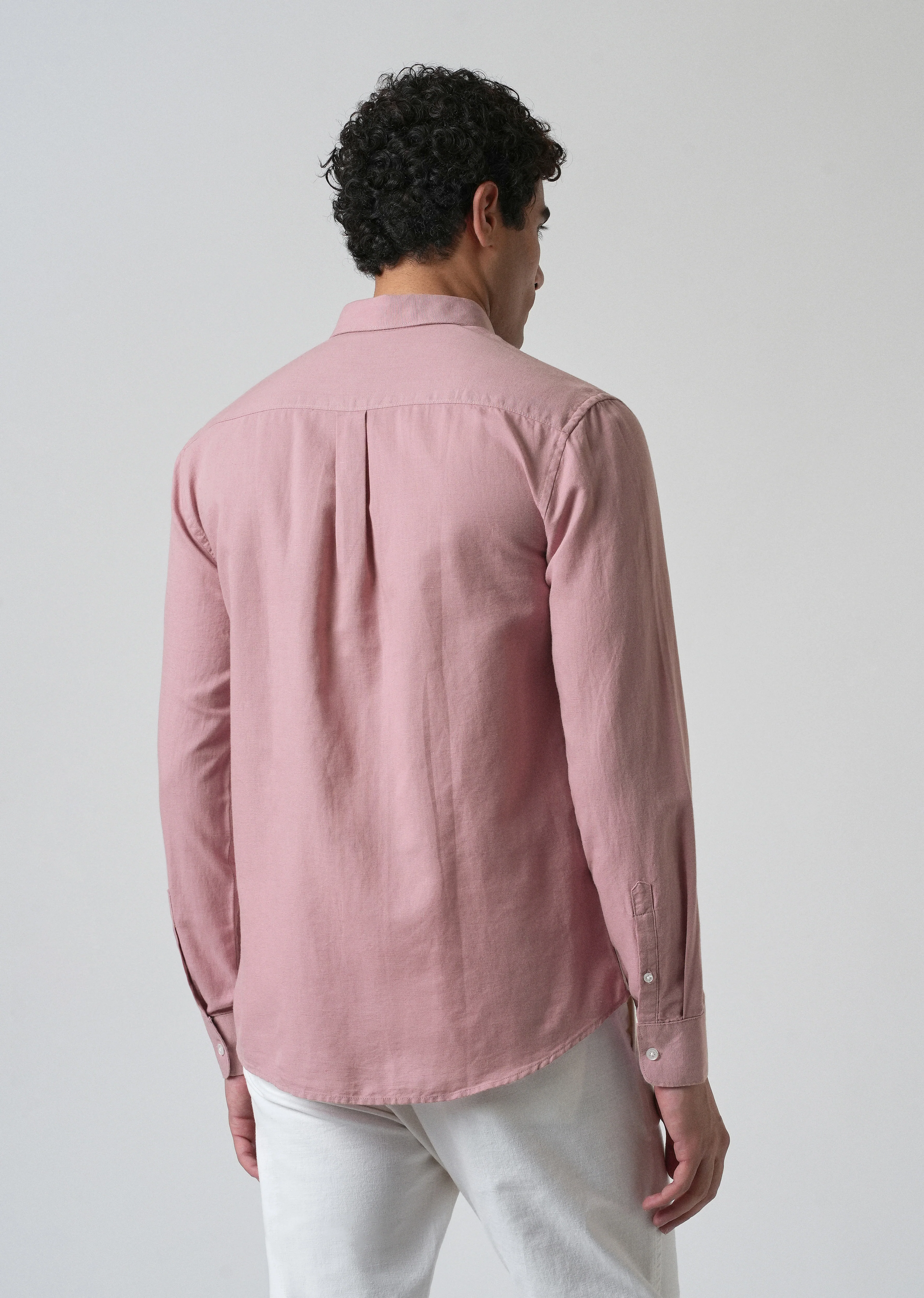 Nude Pink Cotton Linen Shirt - Image 2