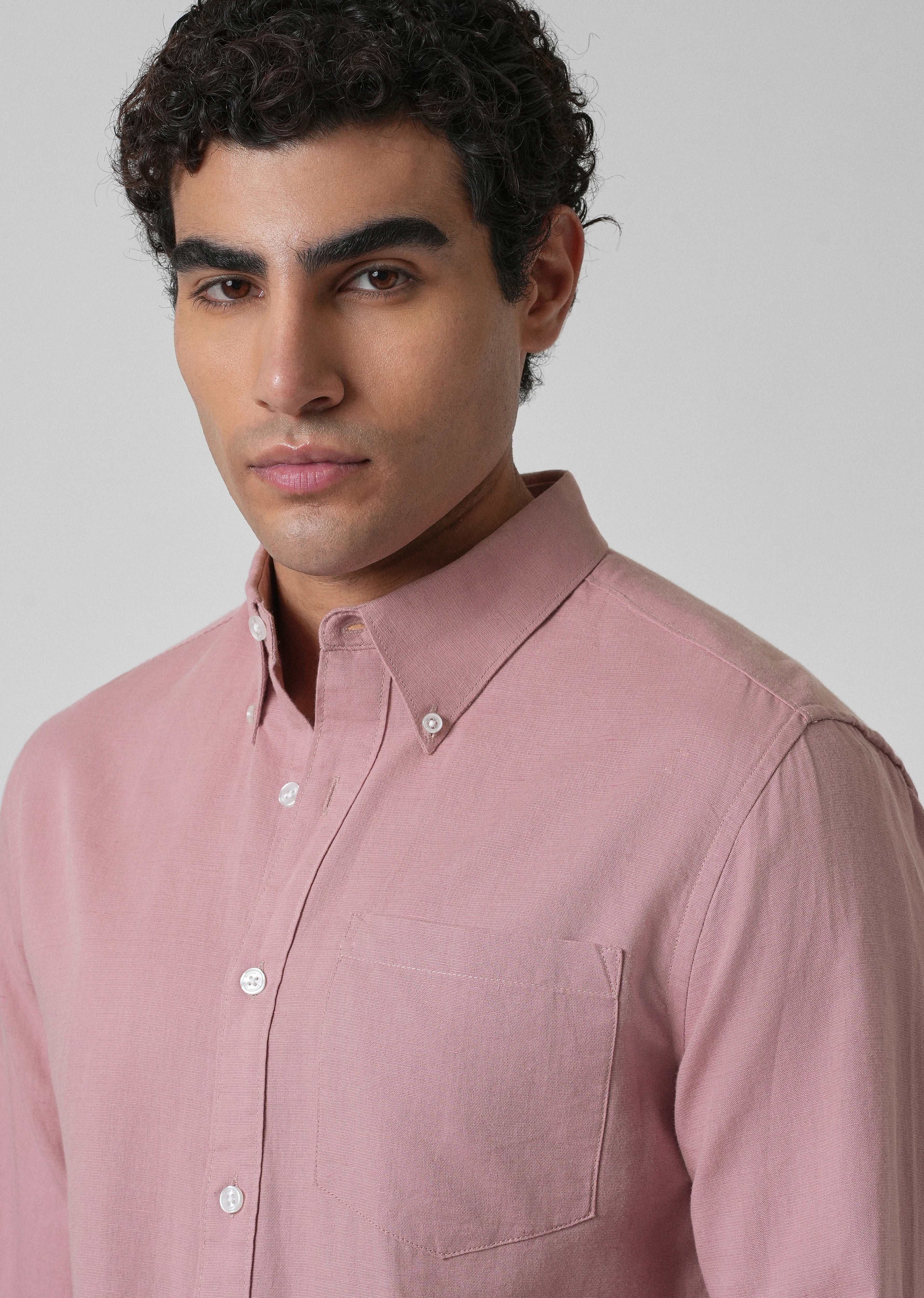 Nude Pink Cotton Linen Shirt - Image 5