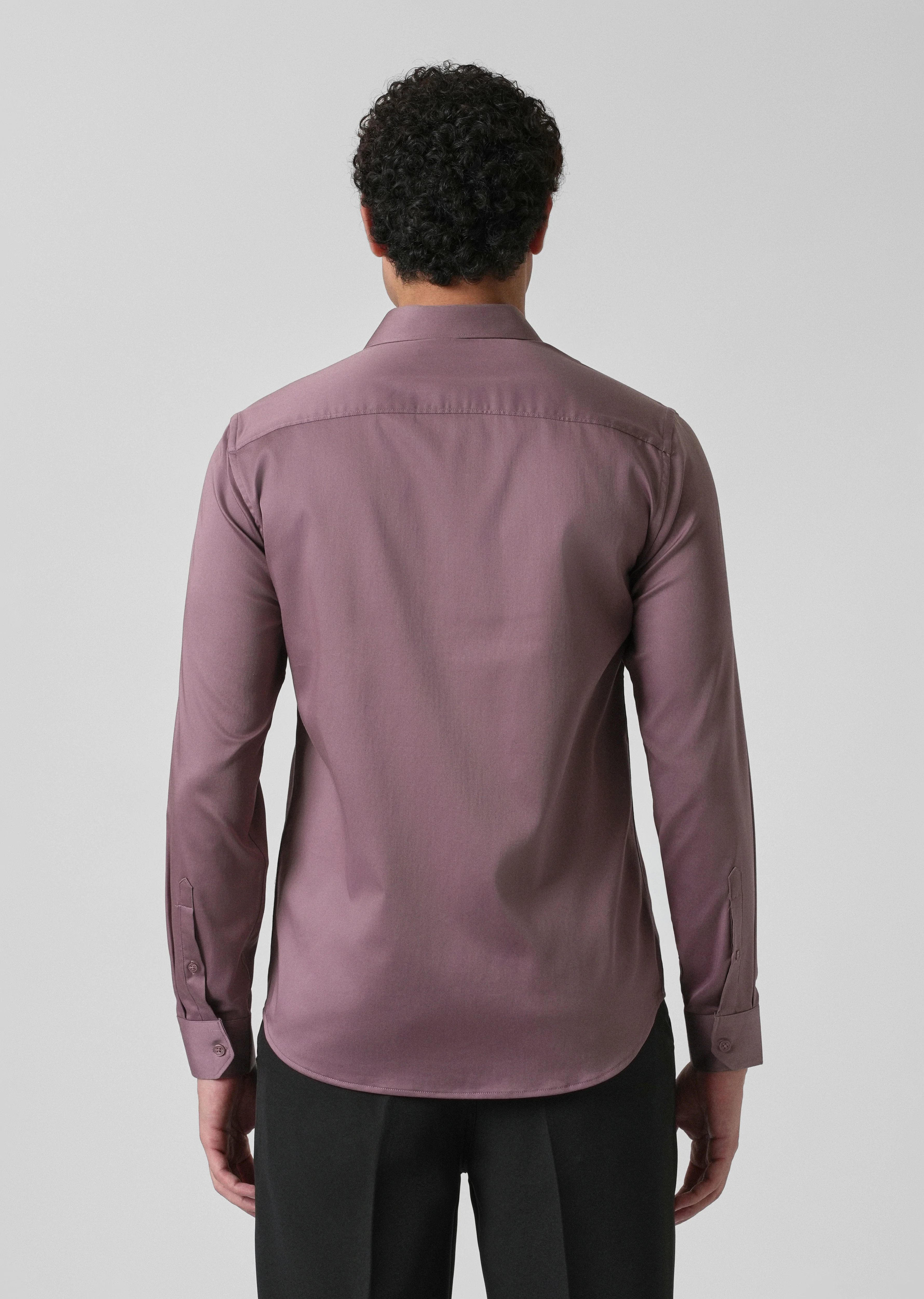 Nude Pink Plain Satin Shirt - Image 2