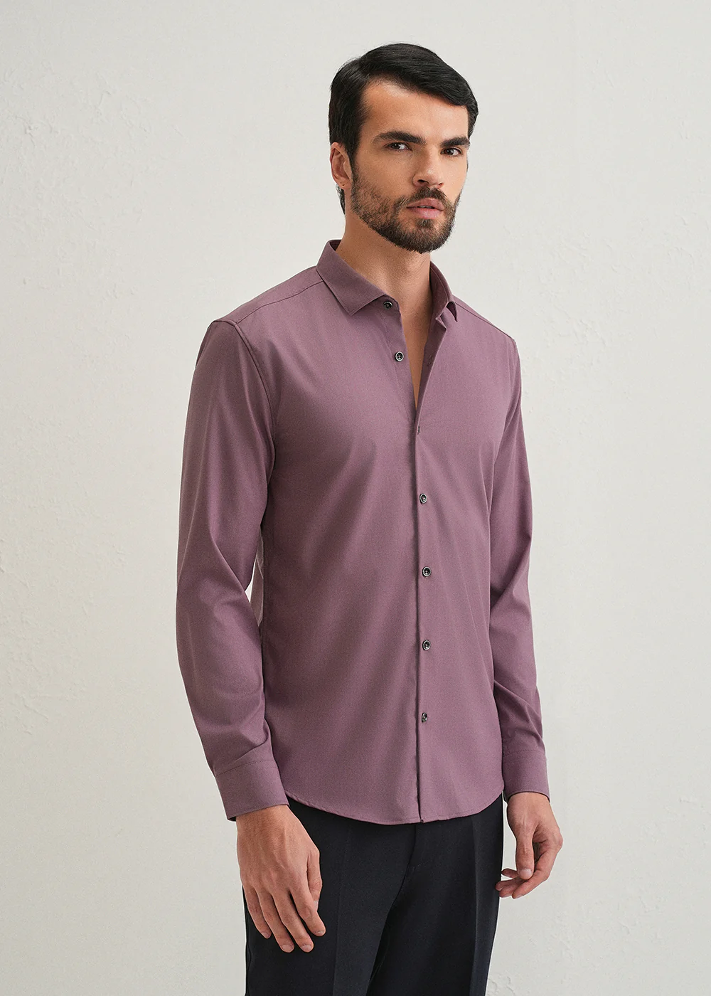 Nude Pink Plain Wrinkle Free Shirt - Image 4