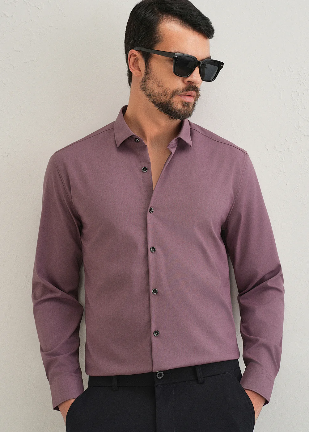 Nude Pink Plain Wrinkle Free Shirt - Image 7
