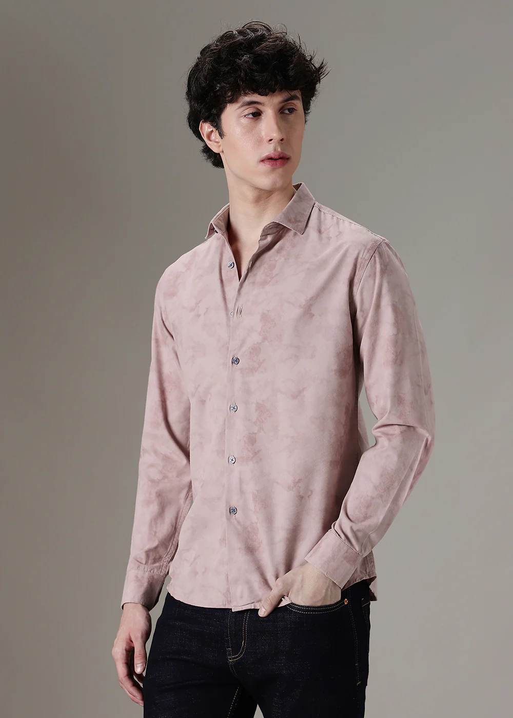 Nude Pink Printed Shirt - Image 5