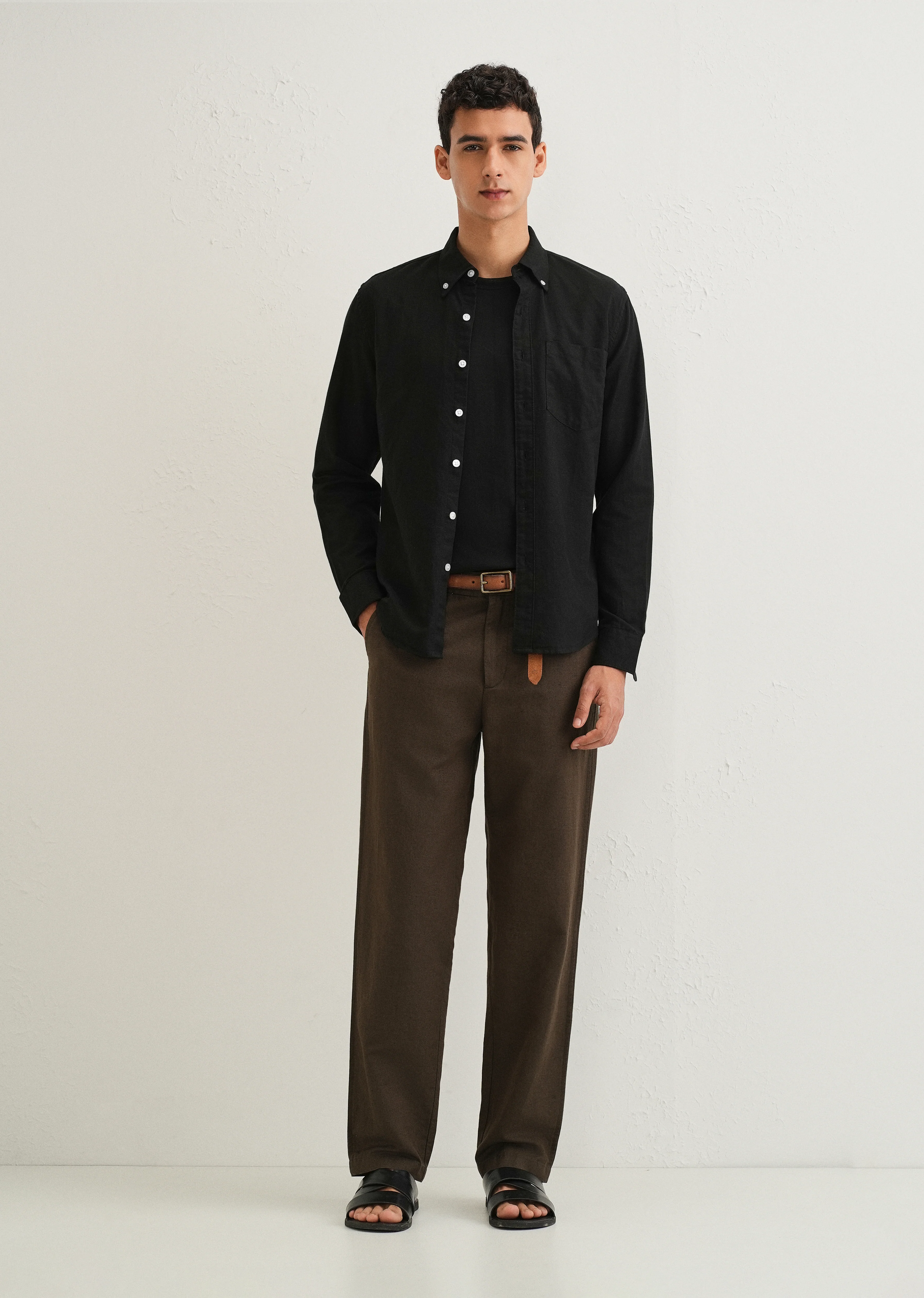 Obsidian Black Cotton Linen Shirt - Image 6