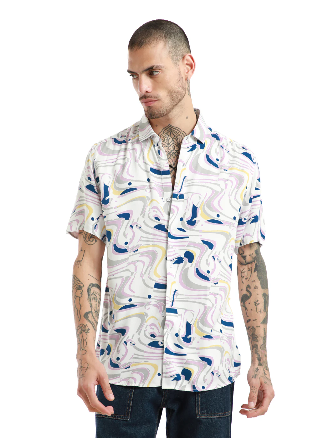 Ocean coast print half sleeve shirt - Image 3