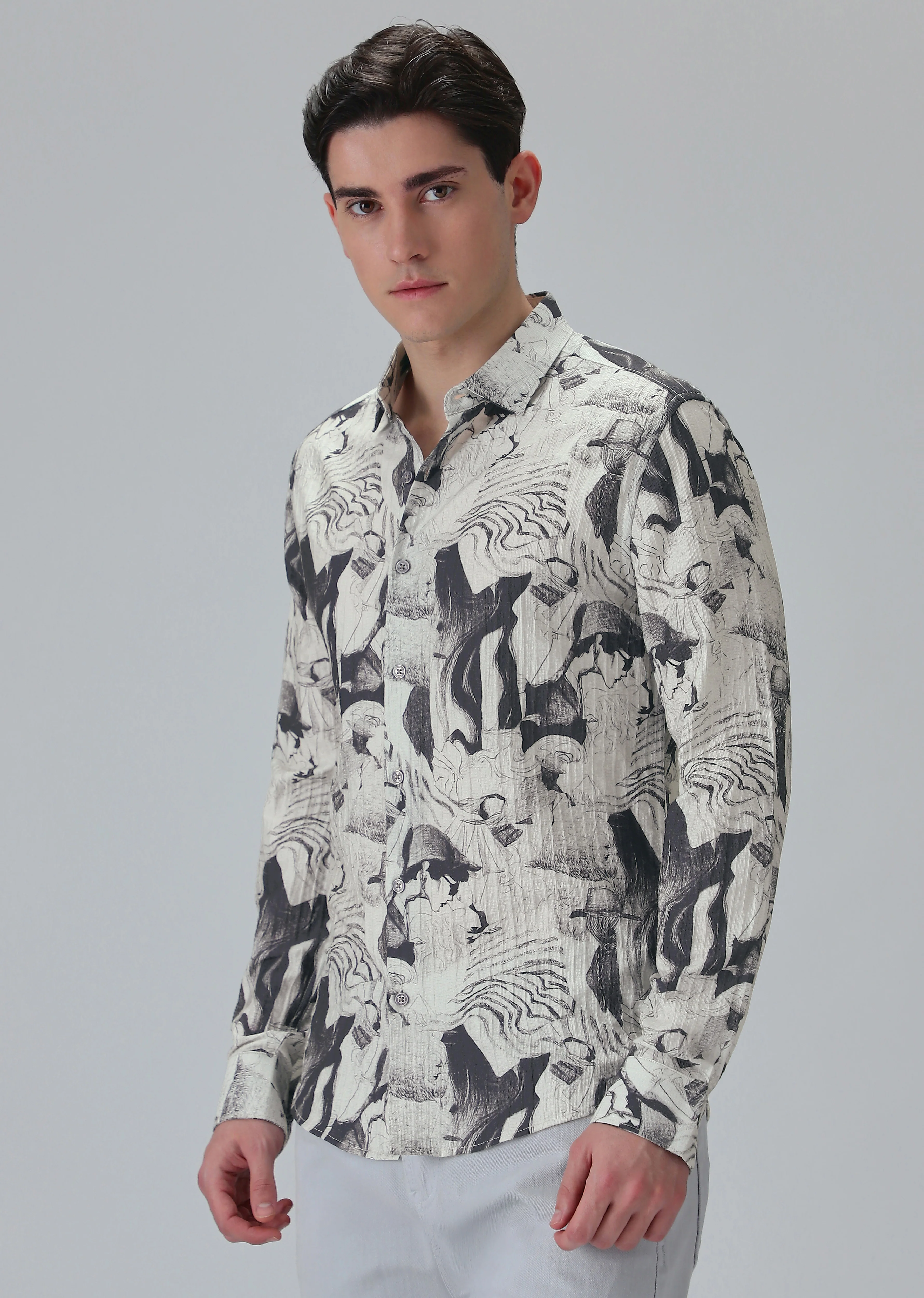 Ocean Drift White Printed Shirt - Image 4