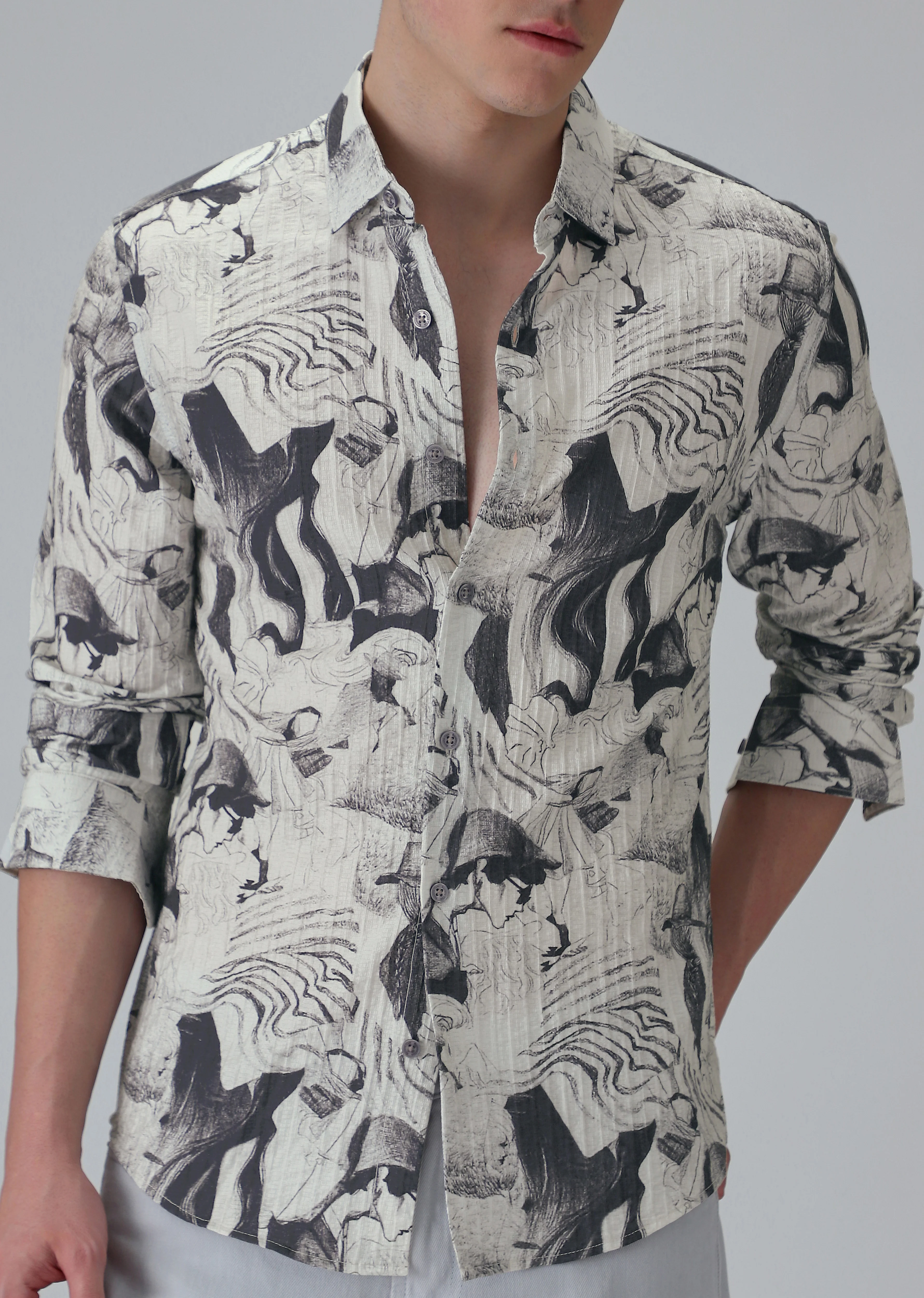 Ocean Drift White Printed Shirt - Image 7