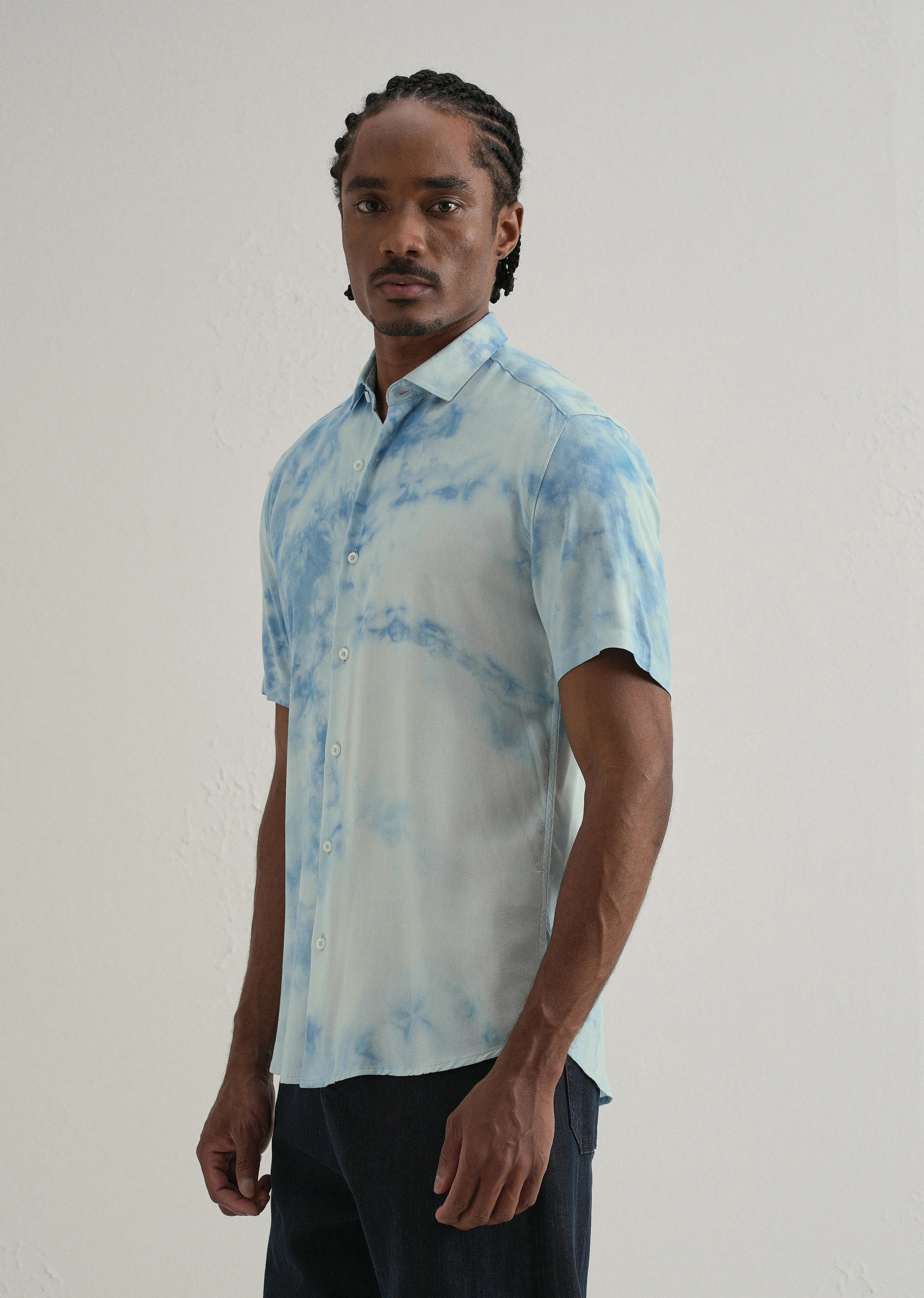 Ocean Tie Dye Half Sleeve Shirt - Image 4