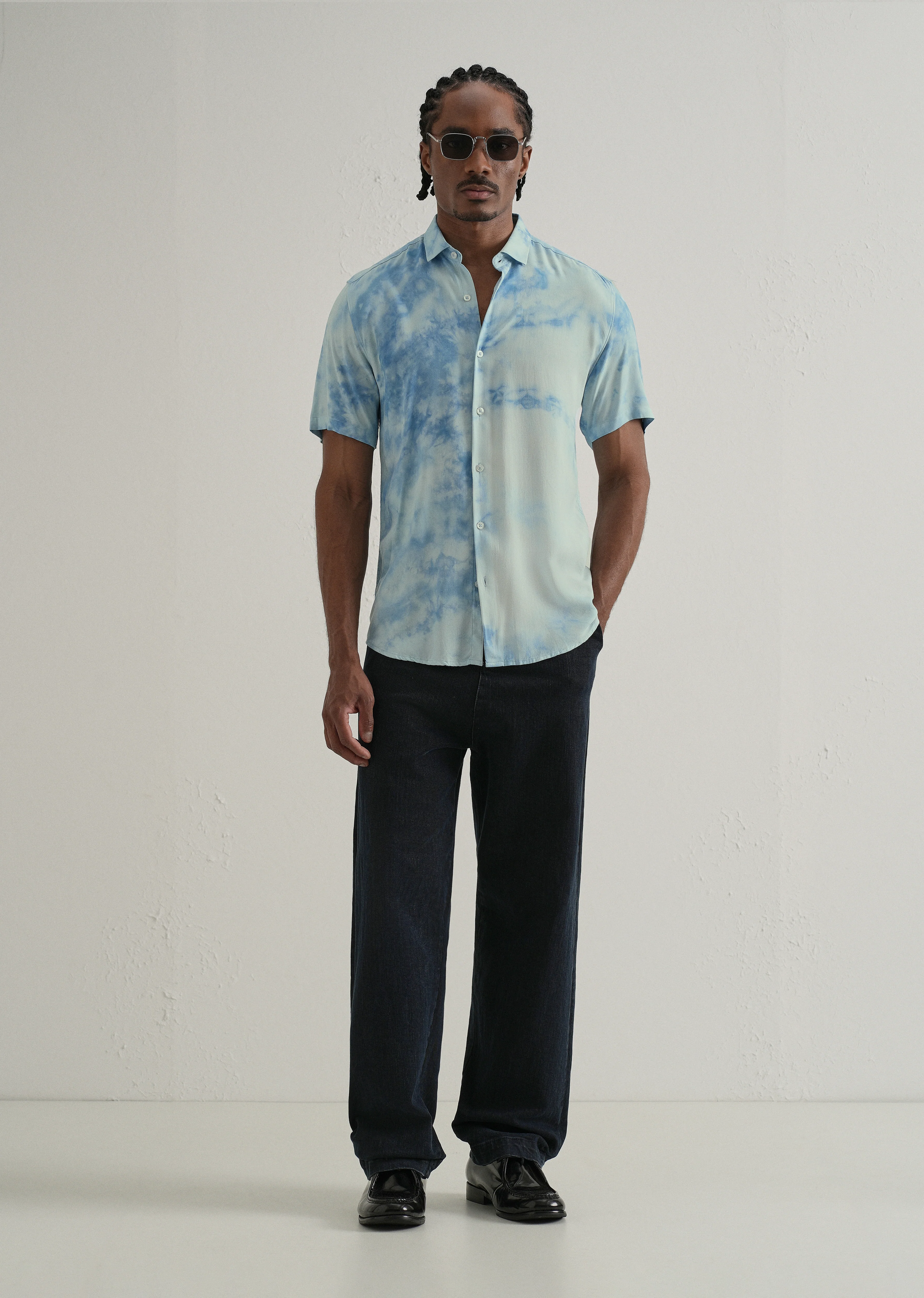 Ocean Tie Dye Half Sleeve Shirt - Image 6