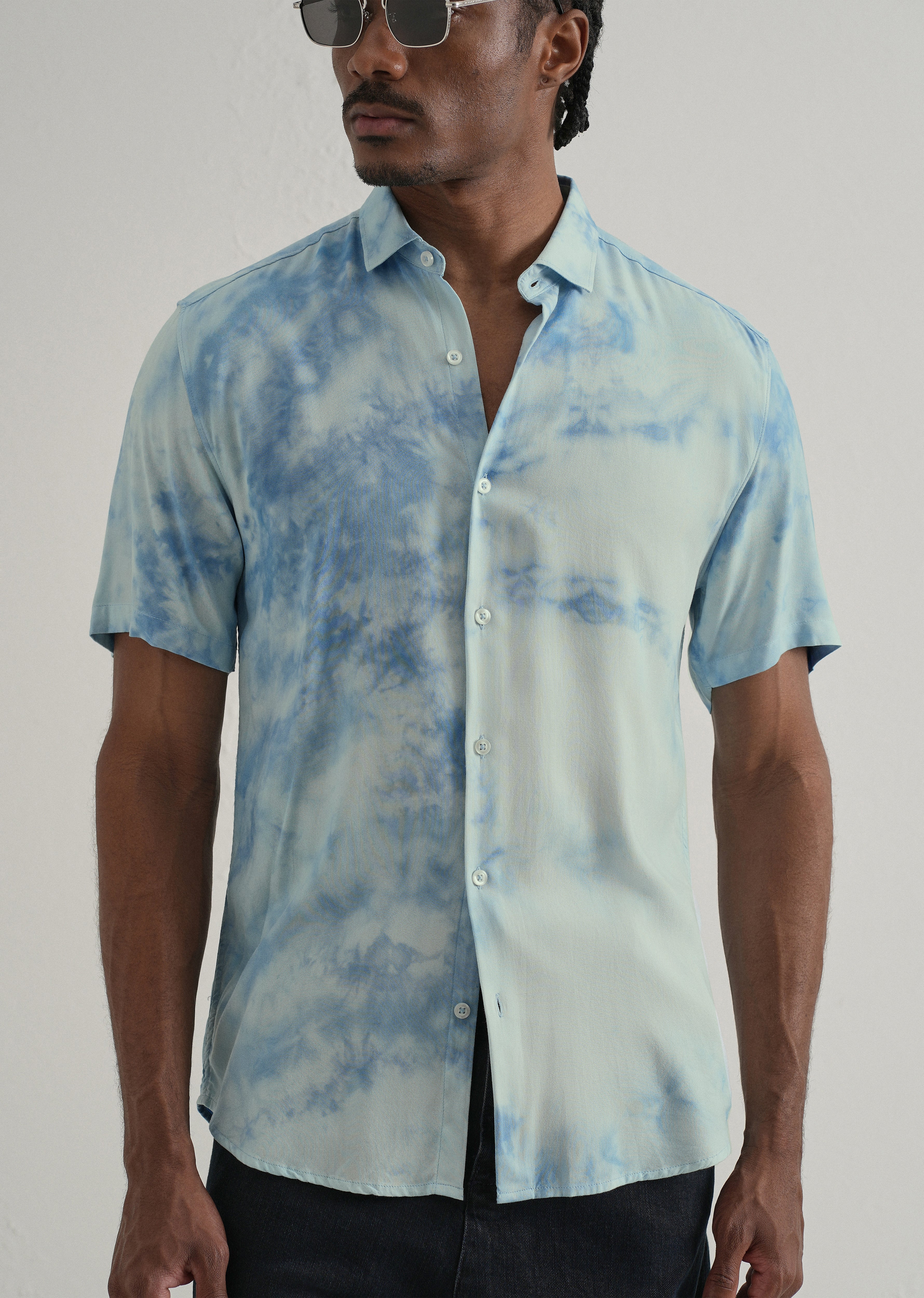 Ocean Tie Dye Half Sleeve Shirt - Image 7