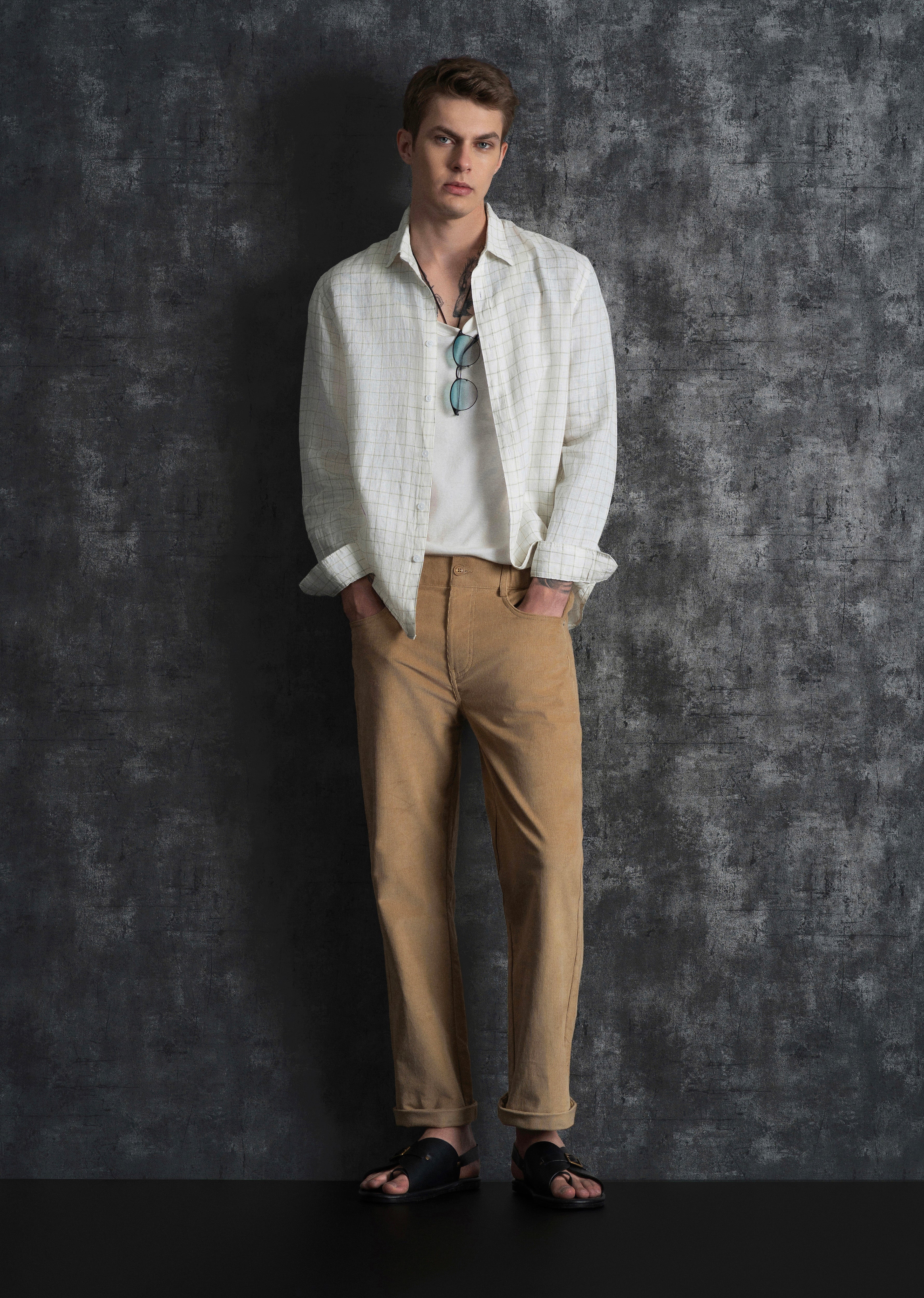Off-White 100% Pure Linen Check Shirt - Image 4
