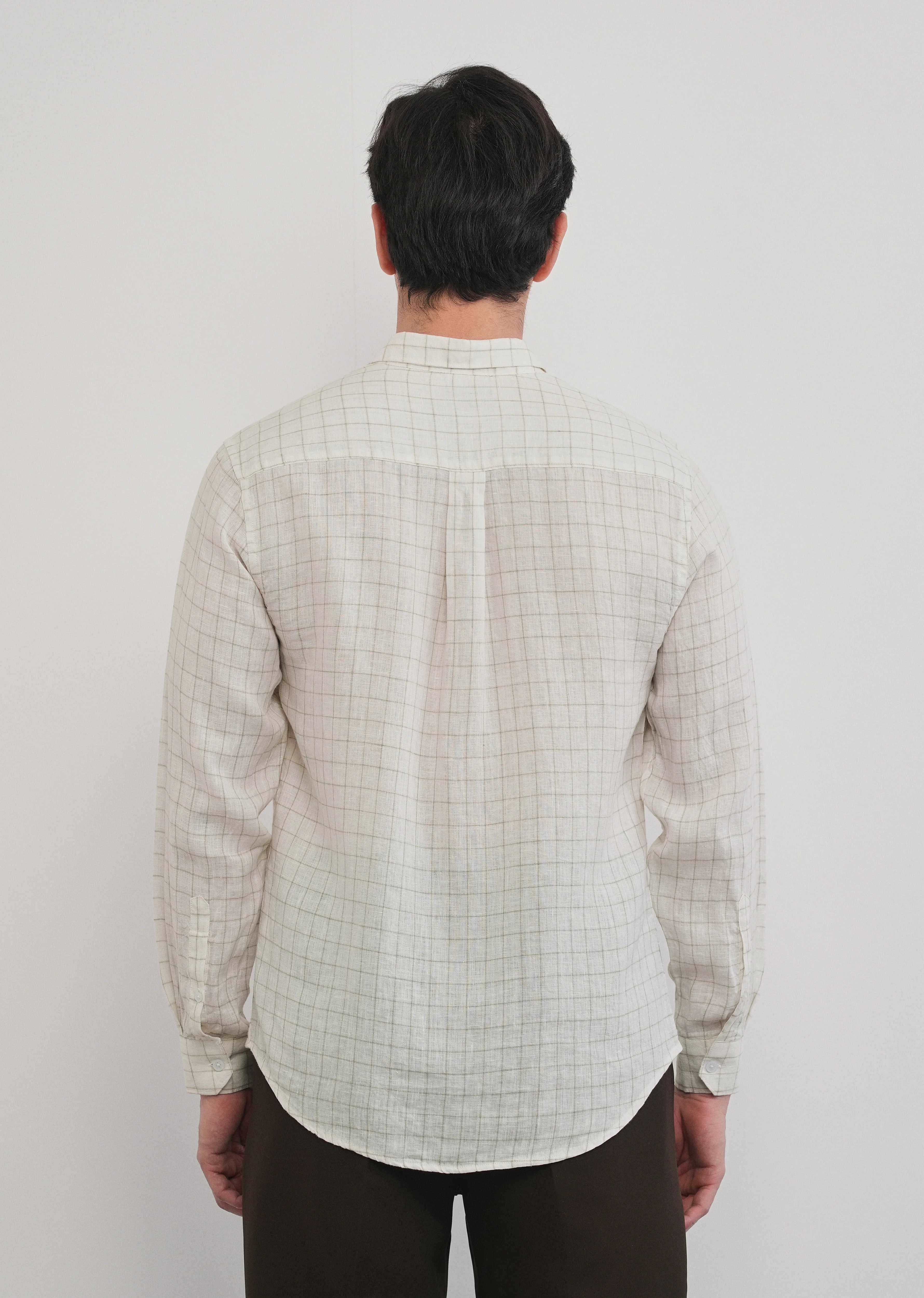 Off-White 100% Pure Linen Check Shirt - Image 5