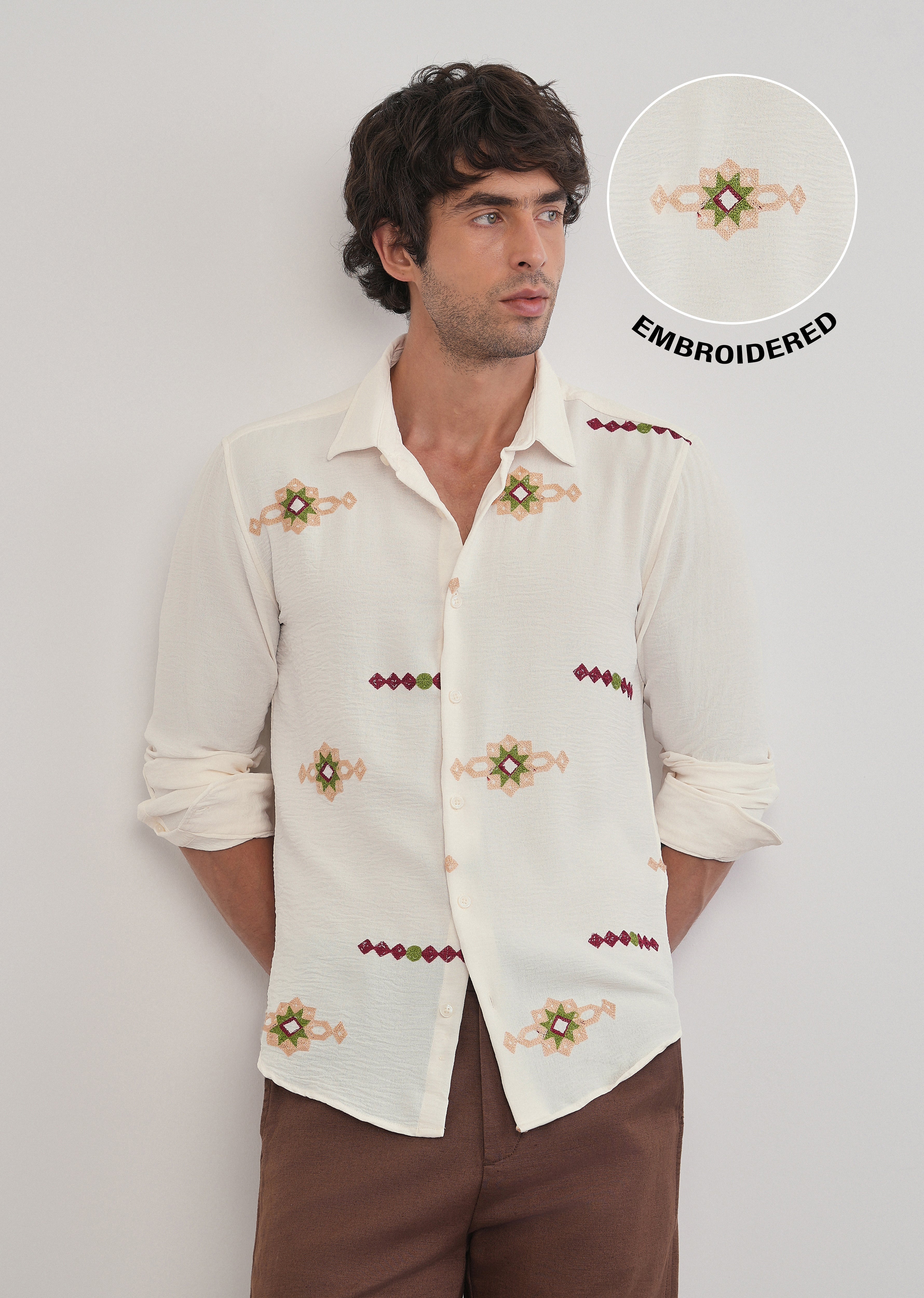 Off-White Artisan Embroidered Shirt - Image 2