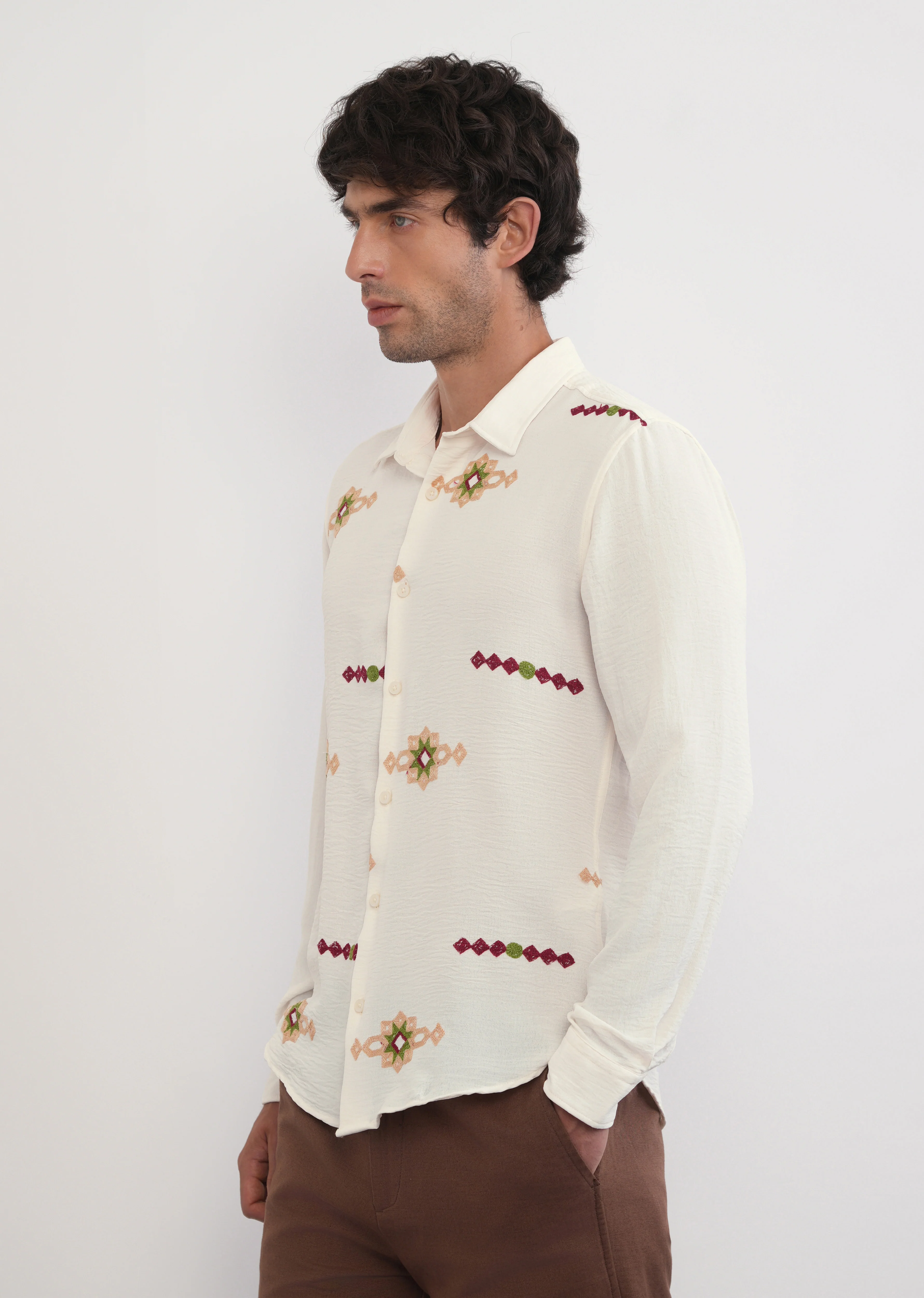 Off-White Artisan Embroidered Shirt - Image 6