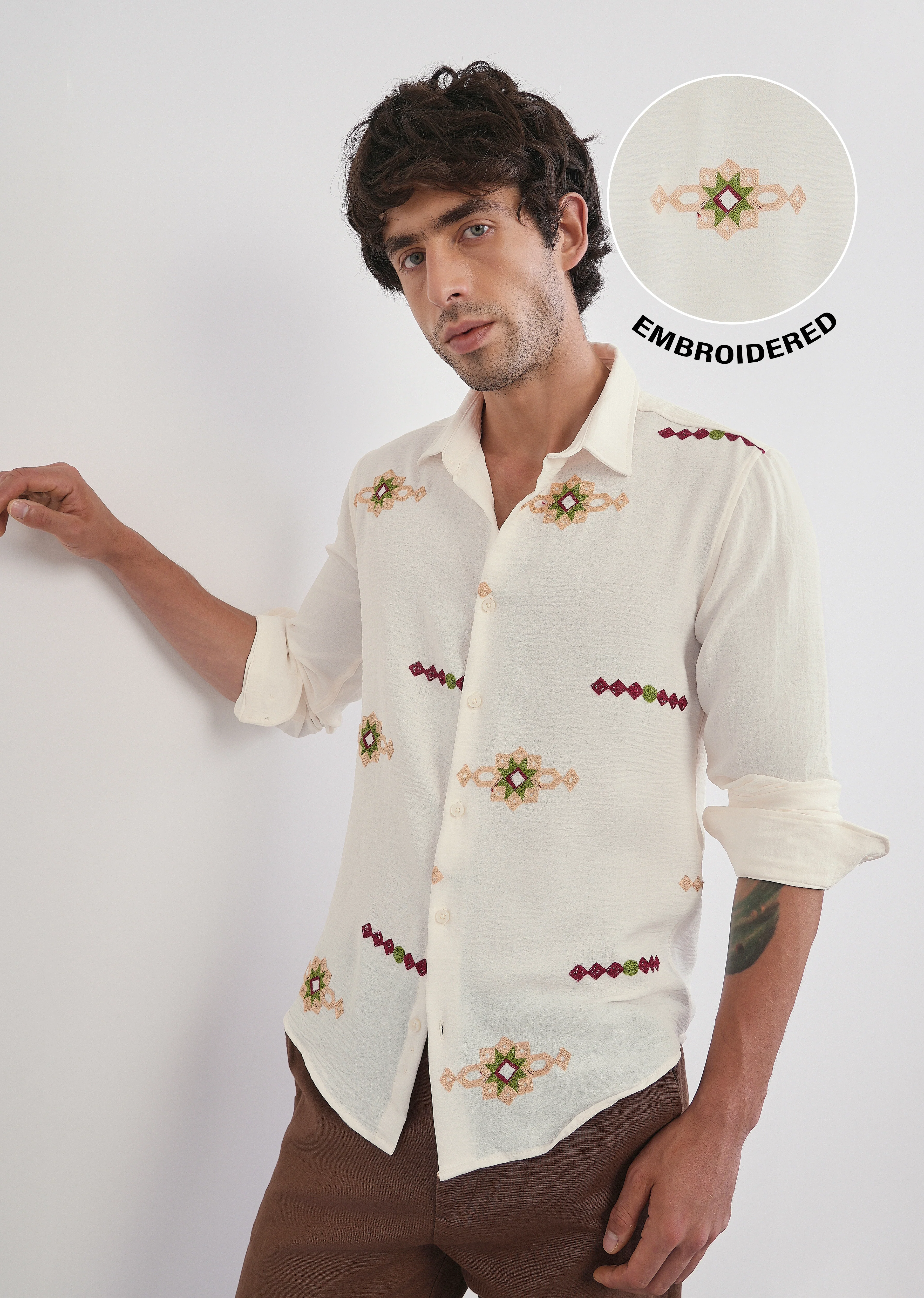 Off-White Artisan Embroidered Shirt - Image 9