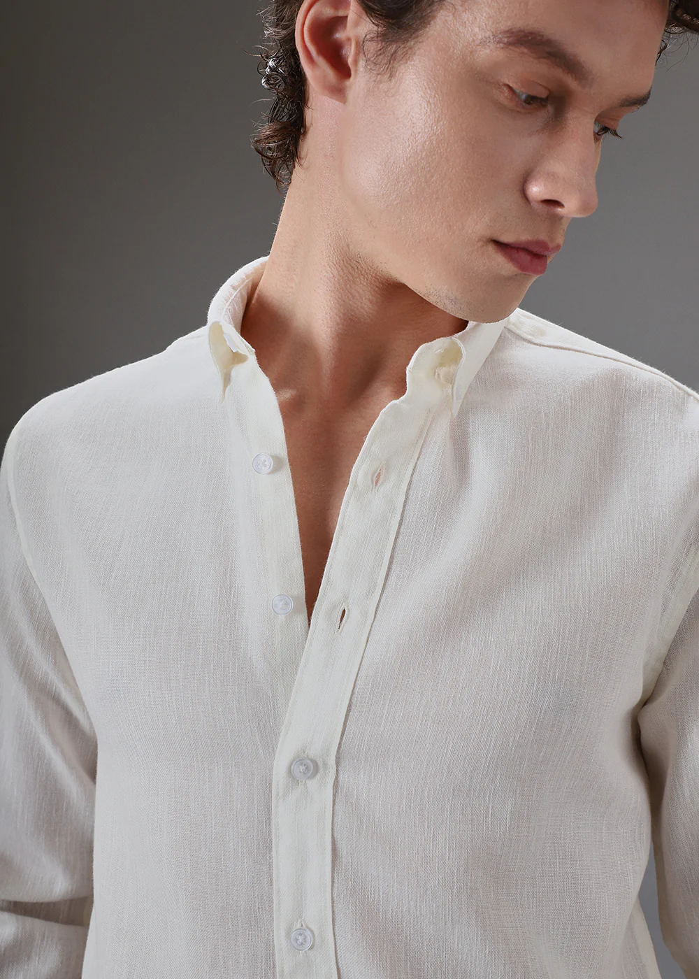 Off White Blended Linen shirt - Image 2