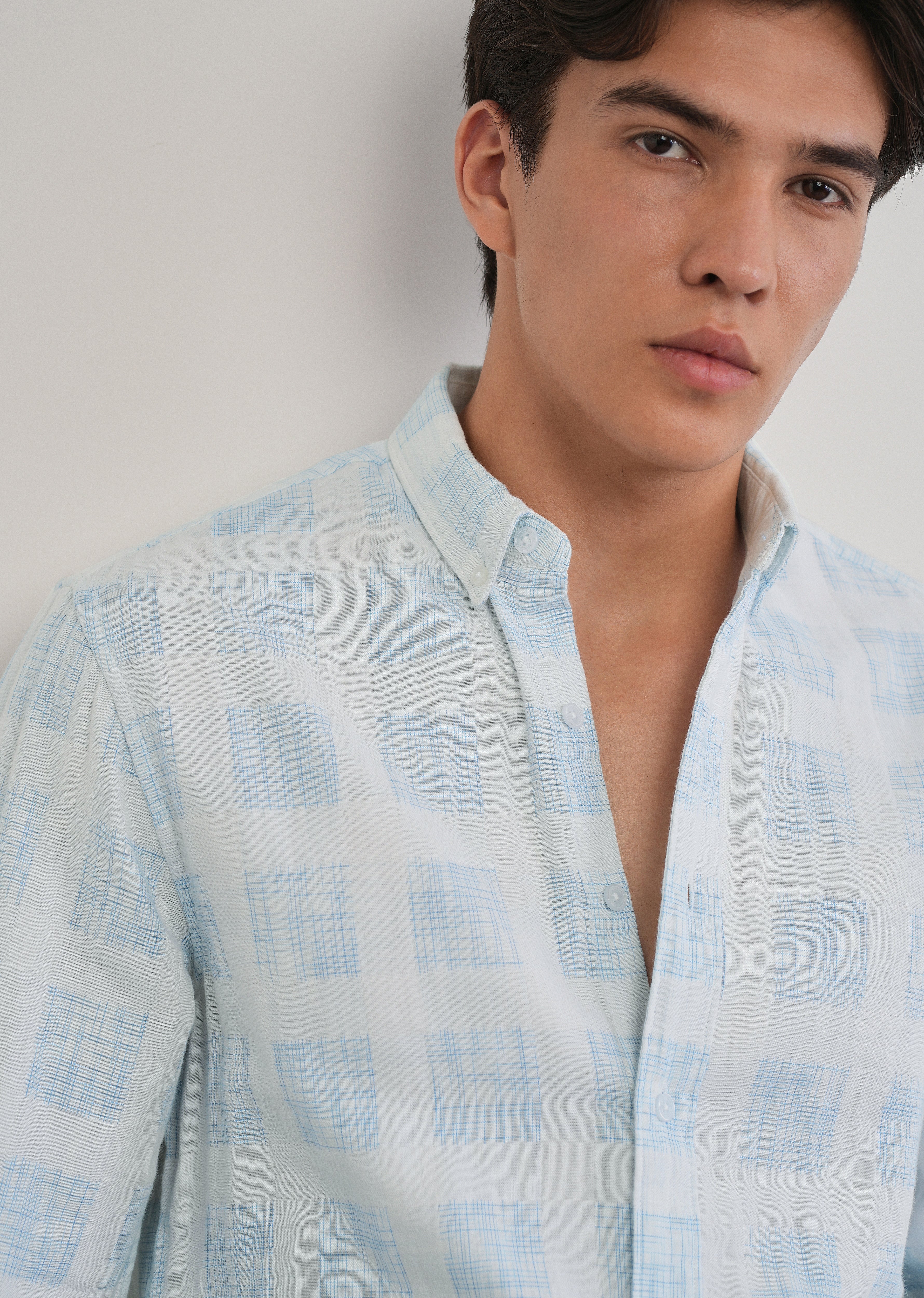 Off-White Broken Check Cotton Linen Shirt - Image 5