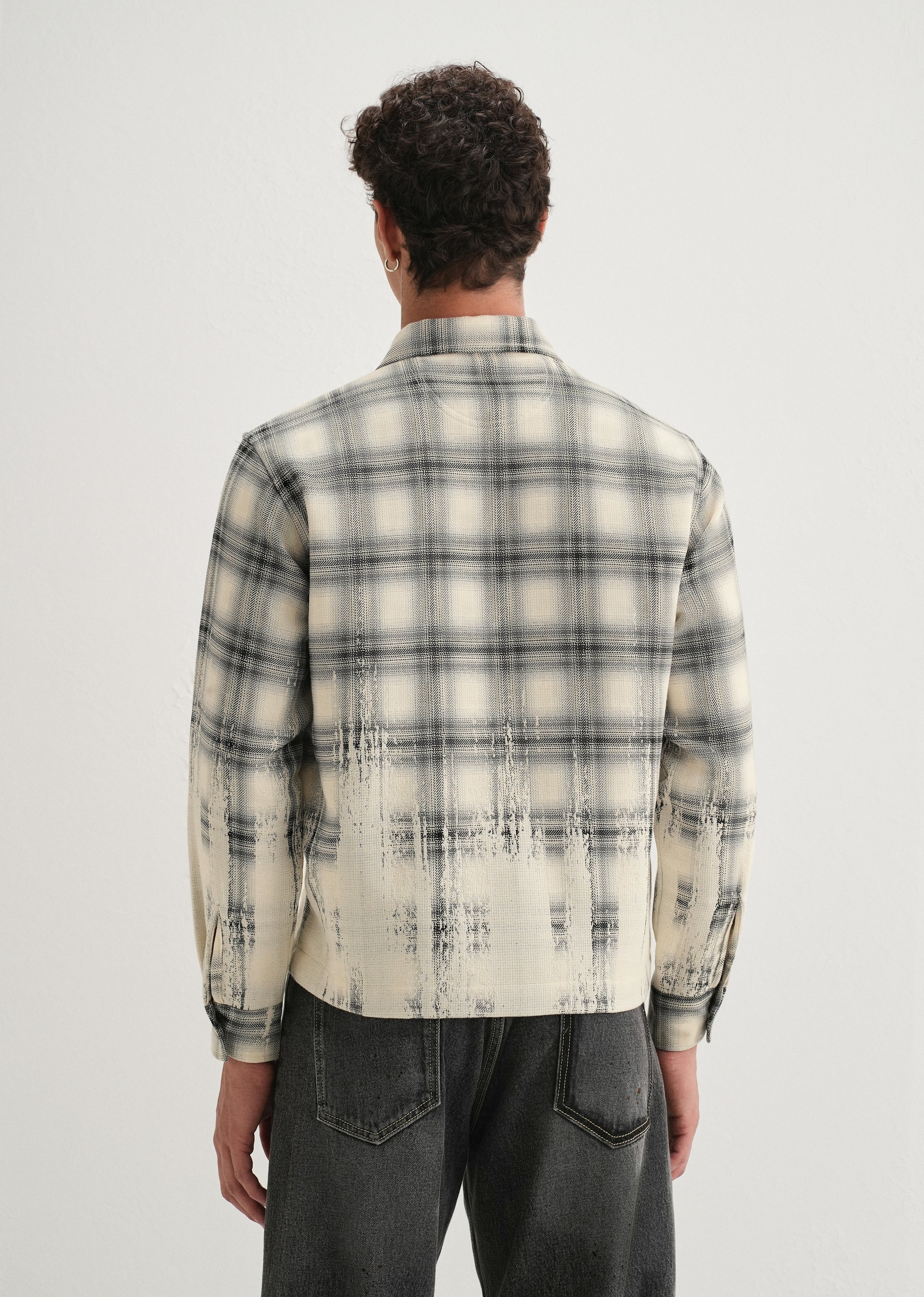 Off-White Gradient Grunge Check Shacket - Image 3