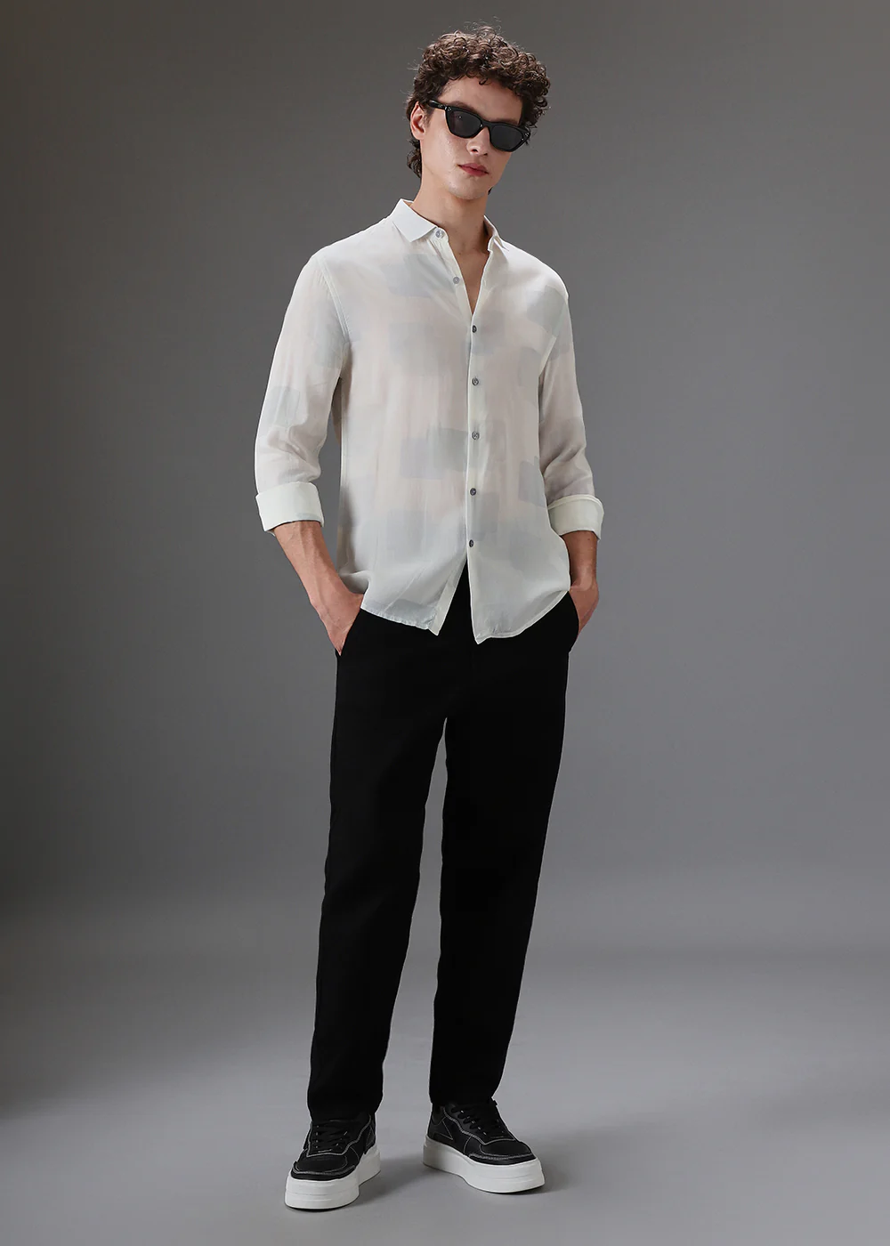 Off White Green Printed Shirt - Image 6