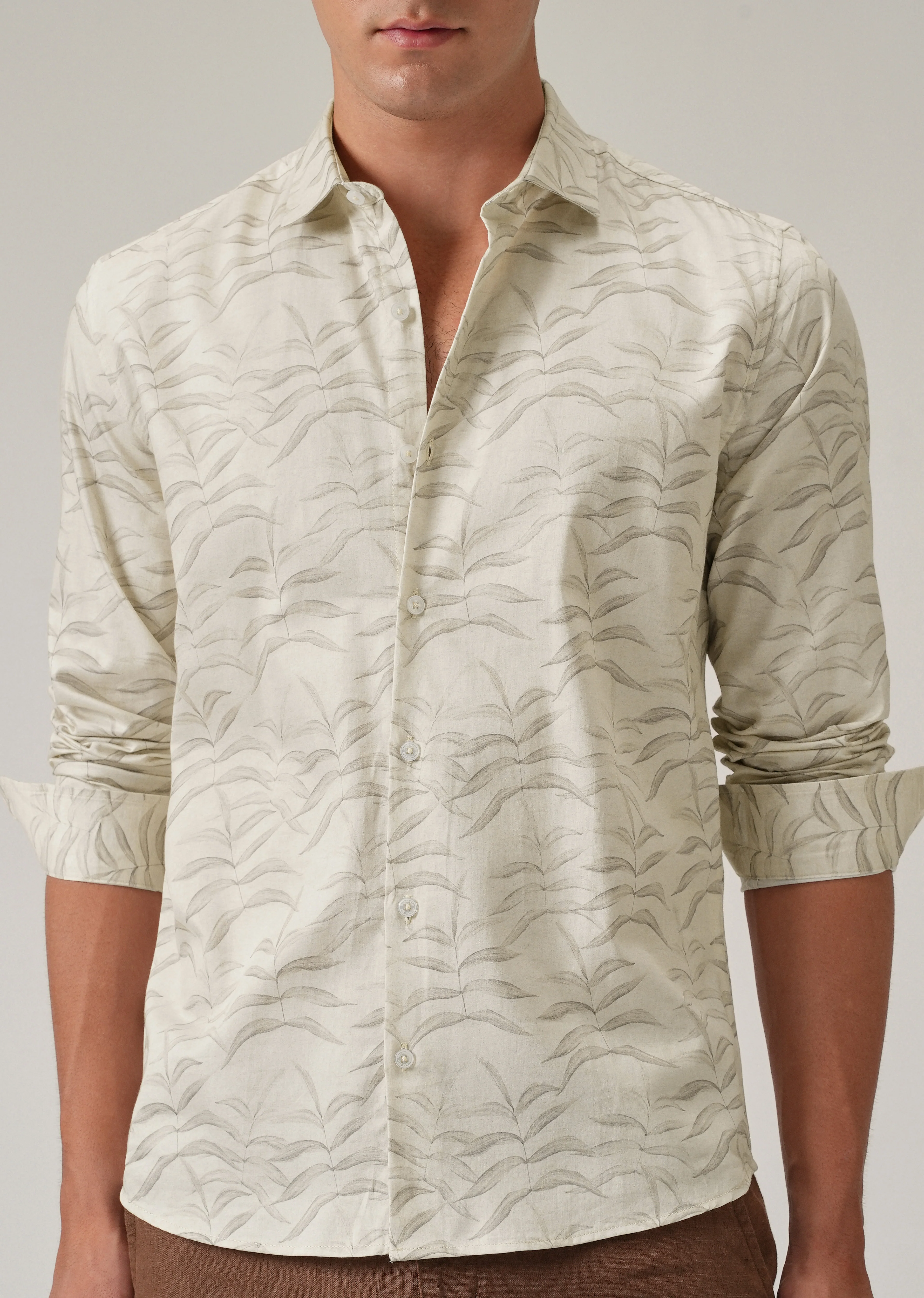 Off-White Leaf Print Shirt - Image 7