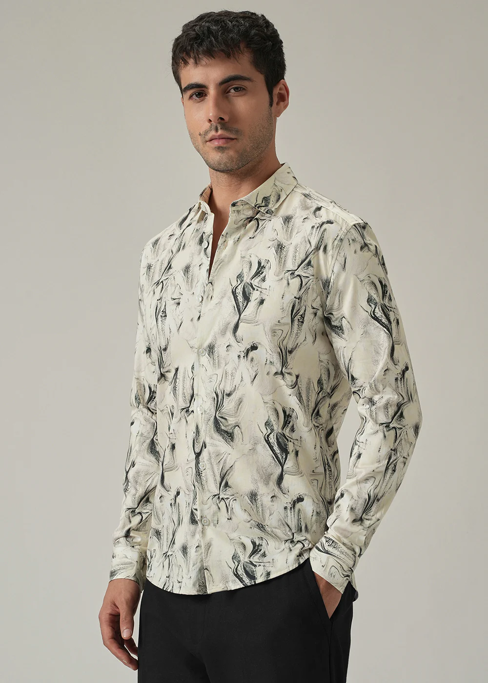 Off-White Marble Print Shirt - Image 4