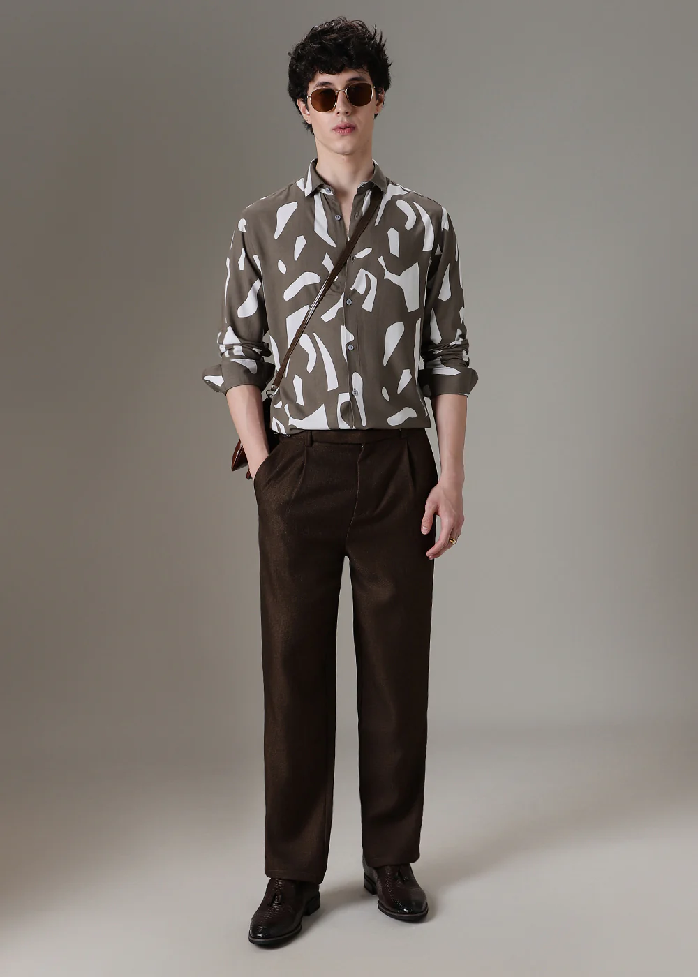 Olive Abstract Printed Shirt - Image 6