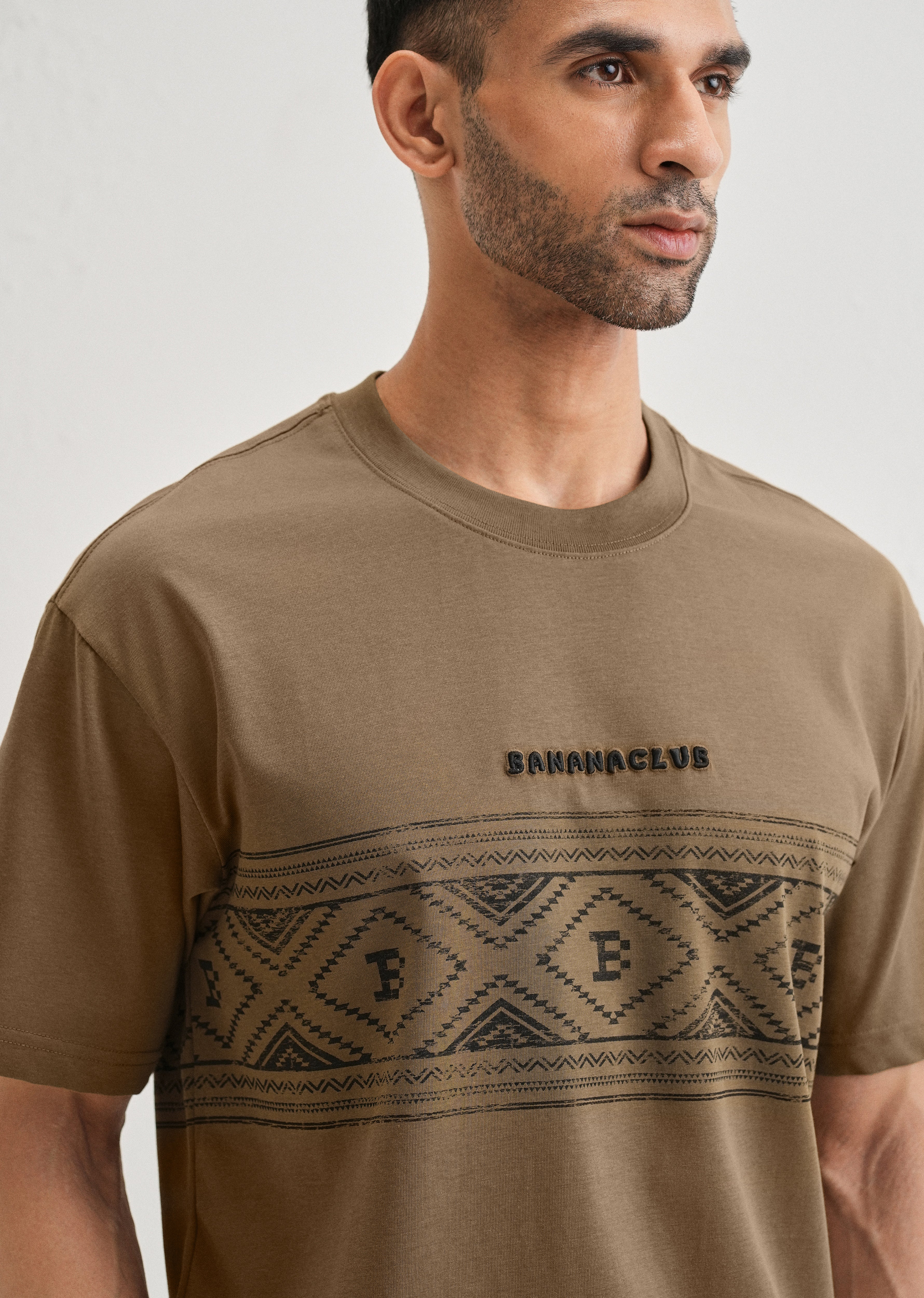 Olive Aztec Printed Oversized T-shirt - Image 5