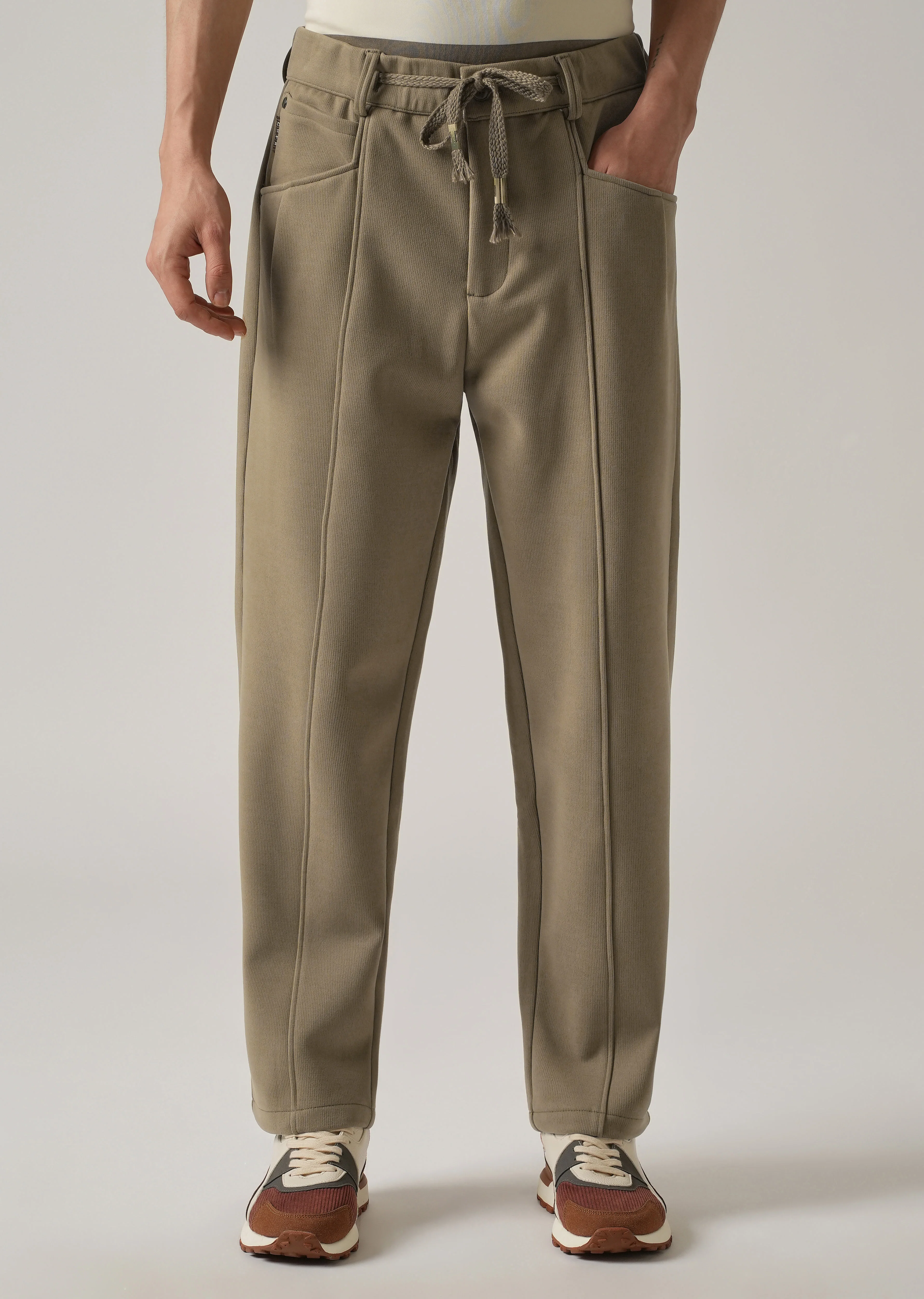 Olive Corduroy Relaxed Fit Drawstring Pant - Image 7