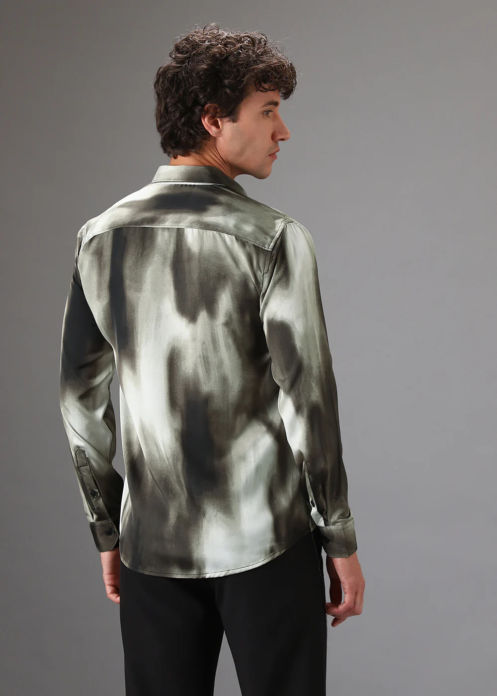 Olive Green Abstract Printed Shirt - Image 4