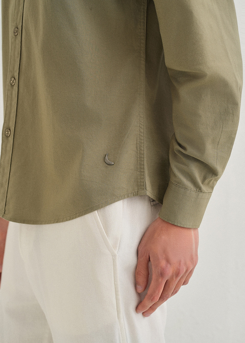 Olive Green Contrast Placket Shirt - Image 6