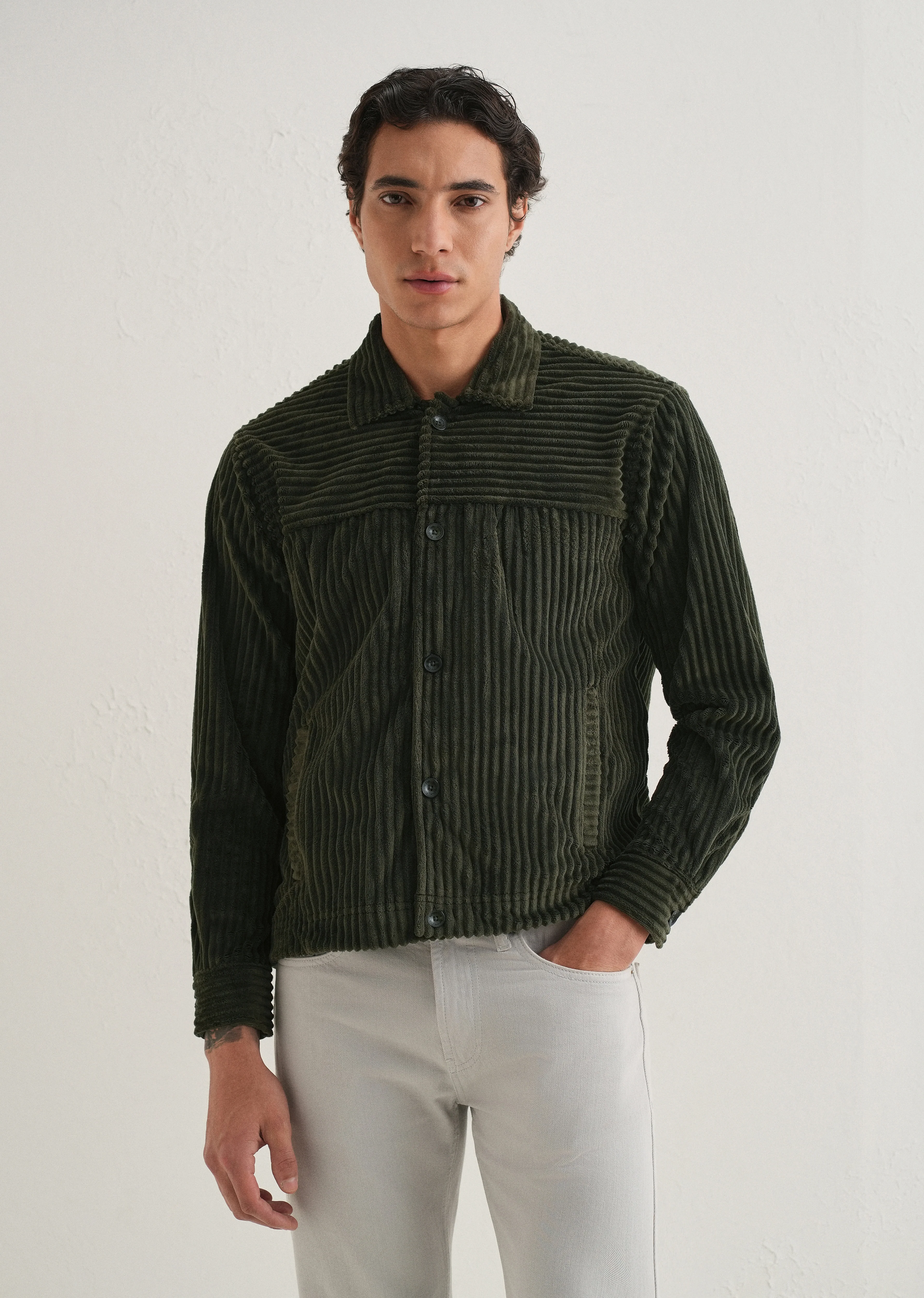 Olive Green Corduroy Shacket - Image 4
