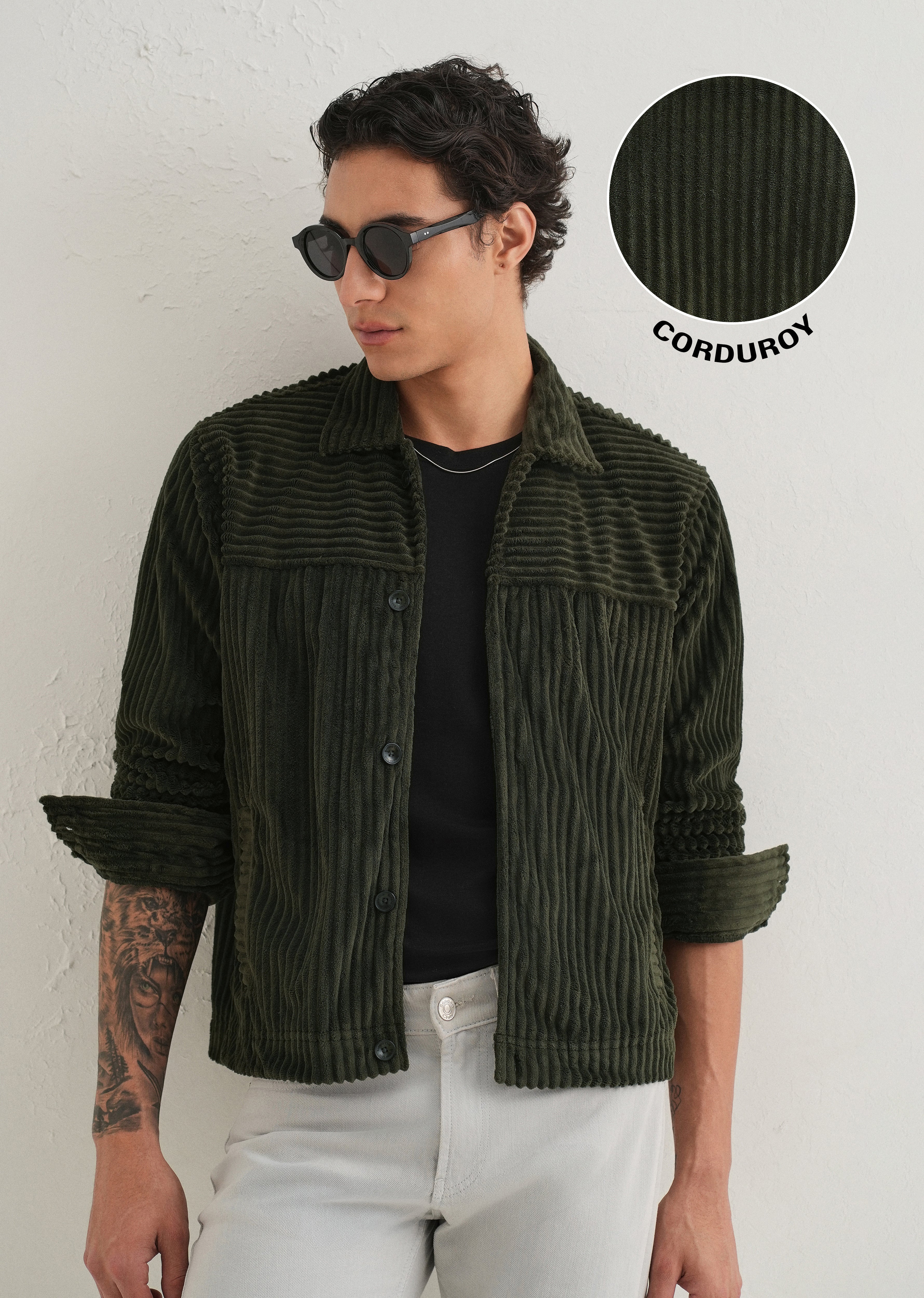 Olive Green Corduroy Shacket - Image 7