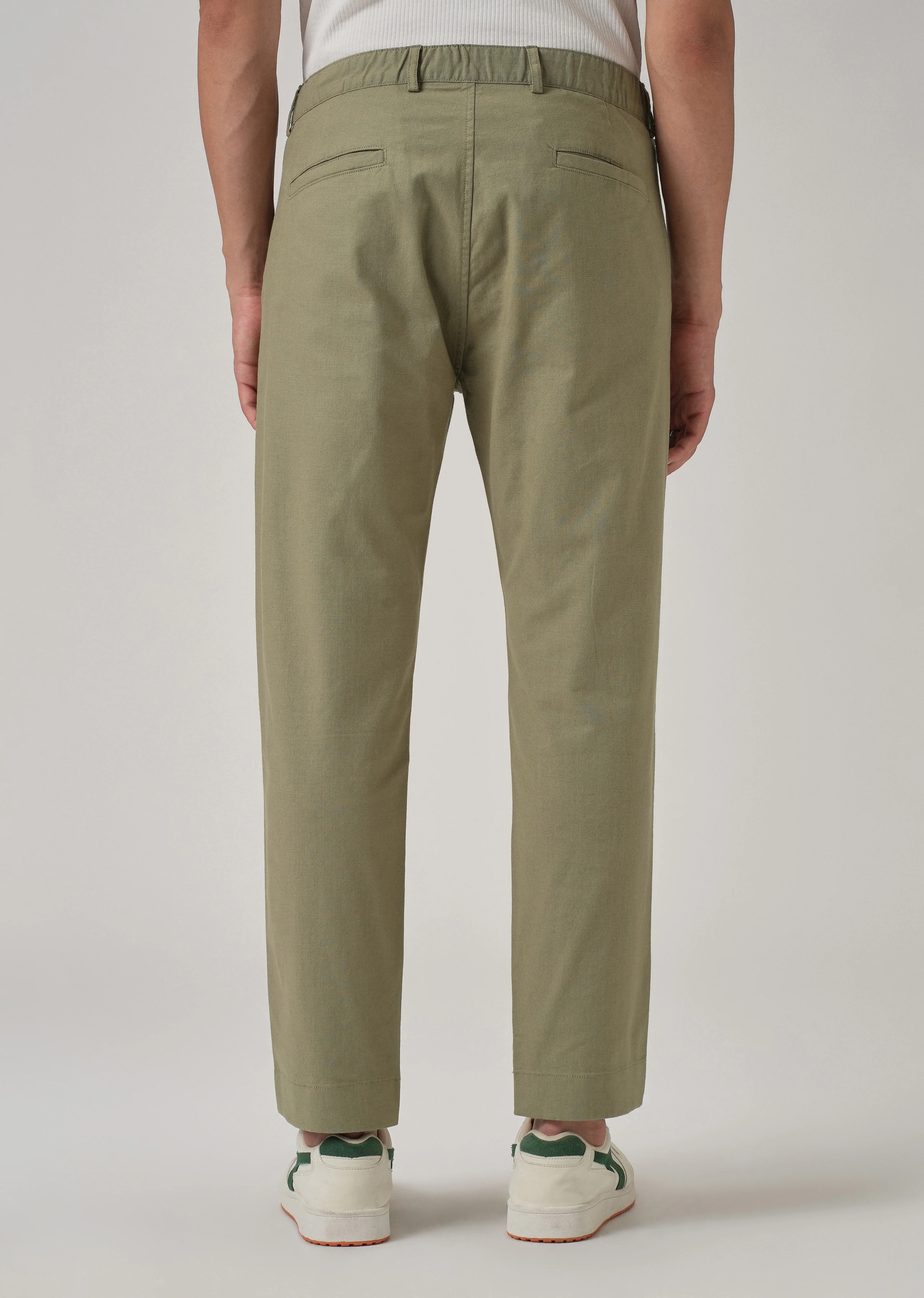Olive Green Cotton Trouser - Image 2