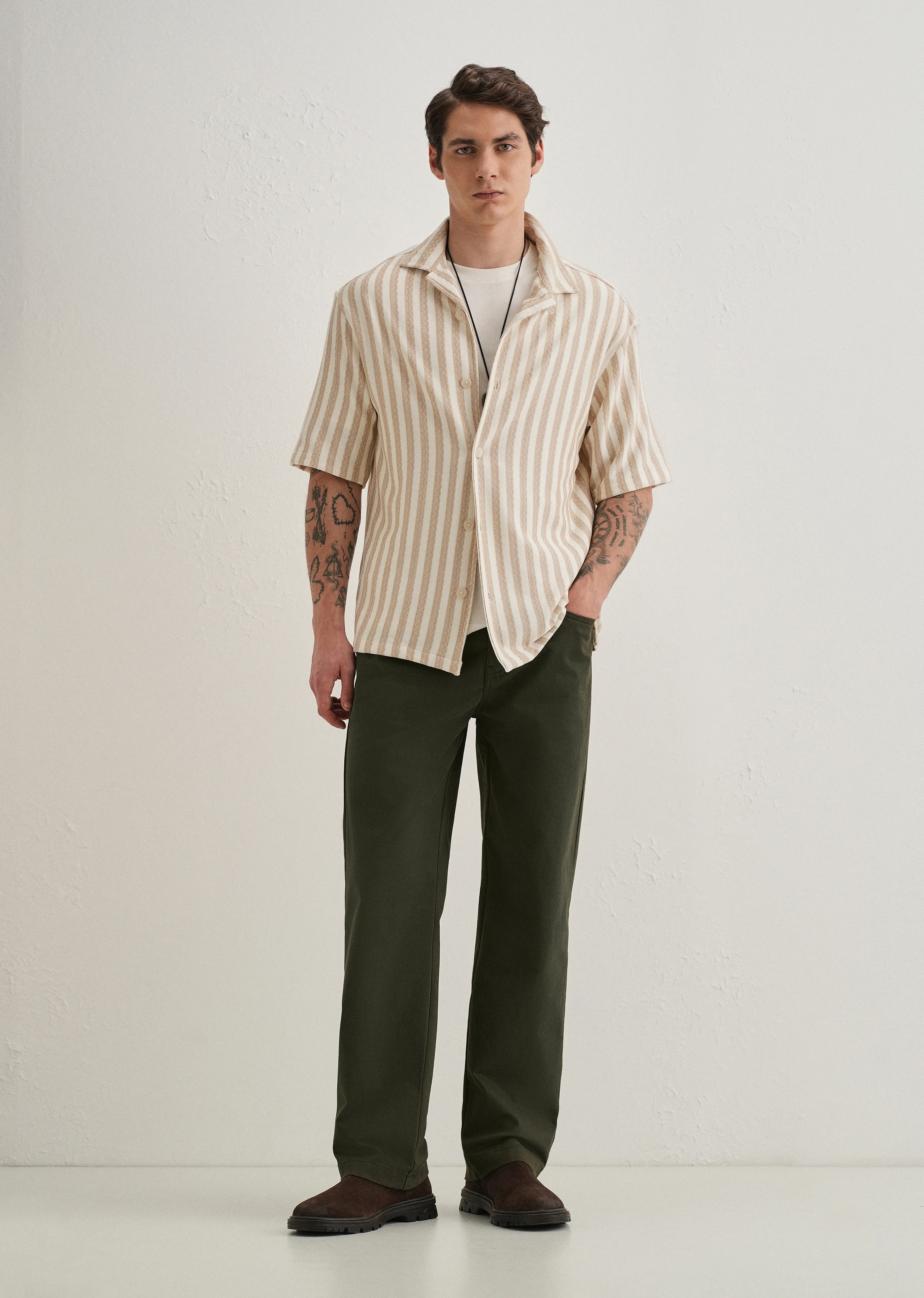 Olive Green Semi-Elasticated Cotton Trouser - Image 6