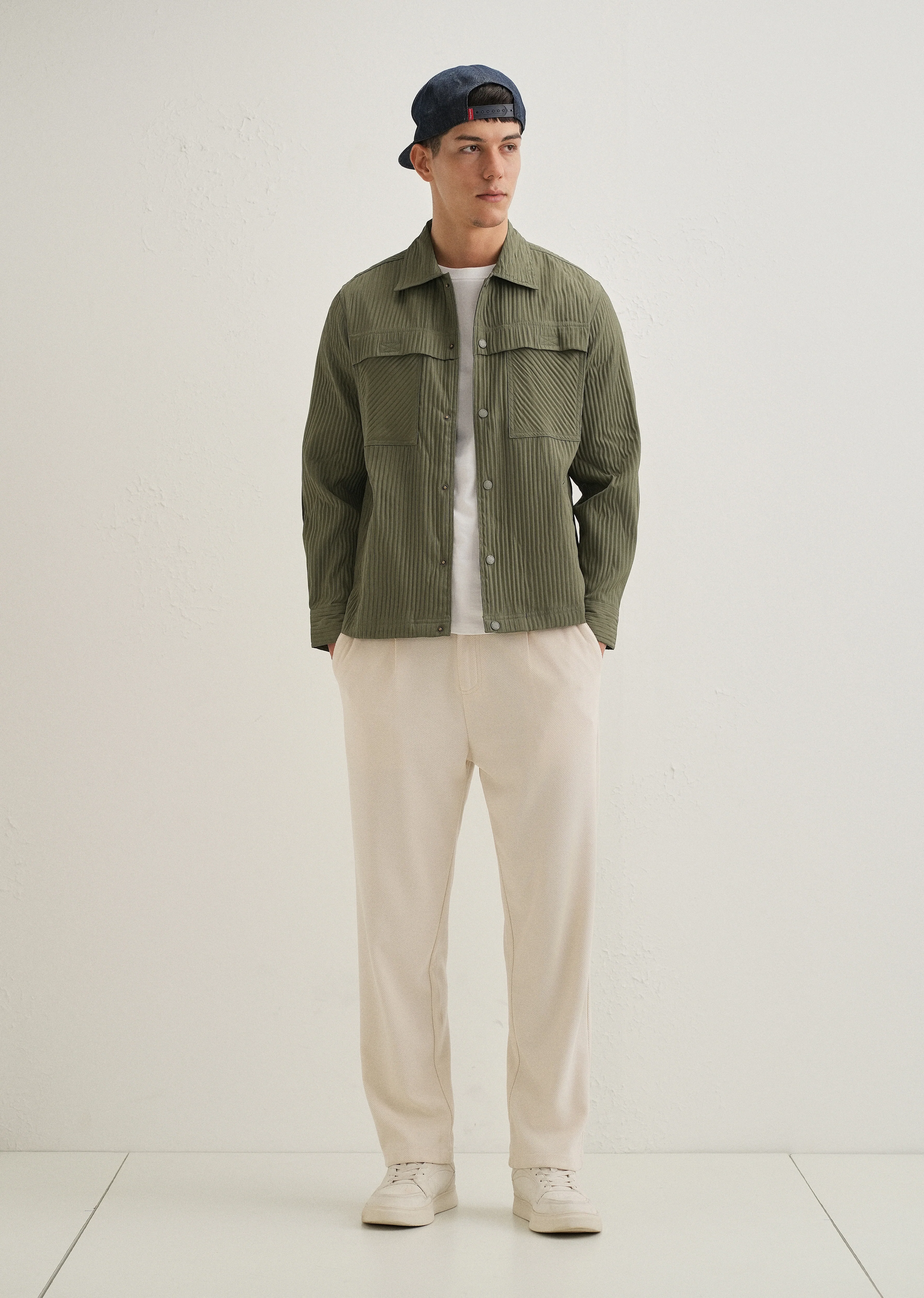 Olive Green Textured Utility Shacket - Image 7