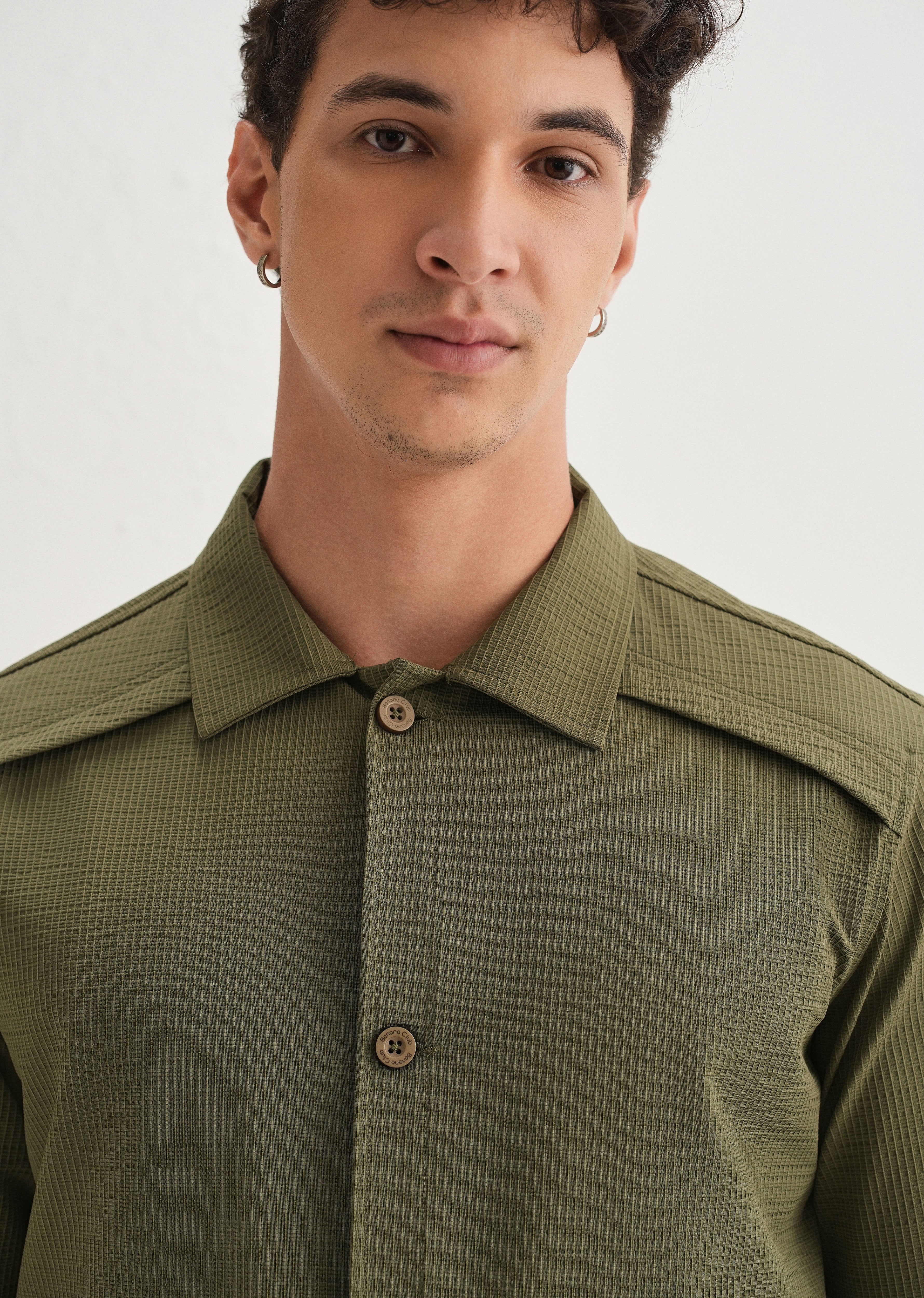 Olive Green Waffle Textured Shacket - Image 6