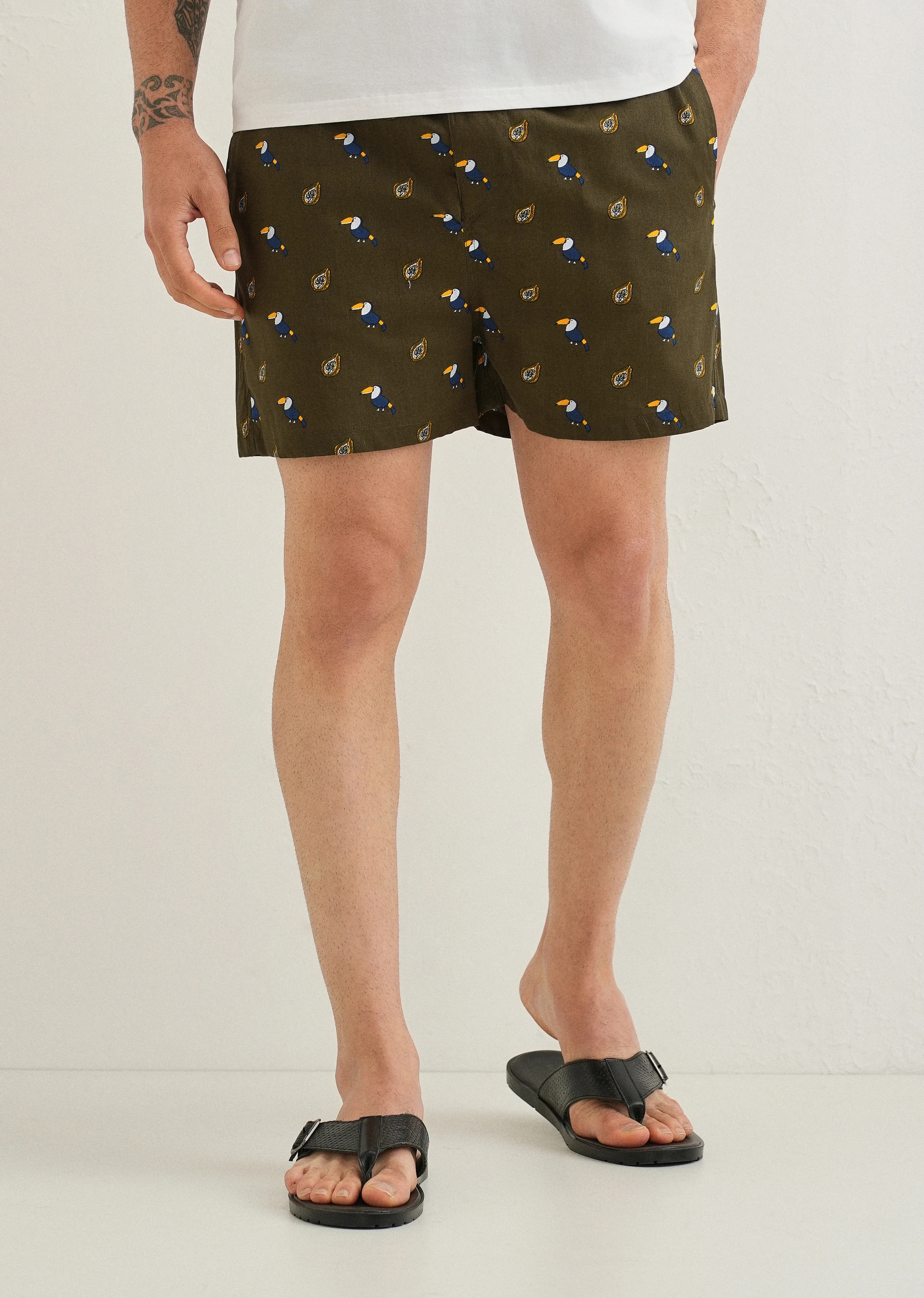 Olive Hornbill Printed Boxer - Image 4