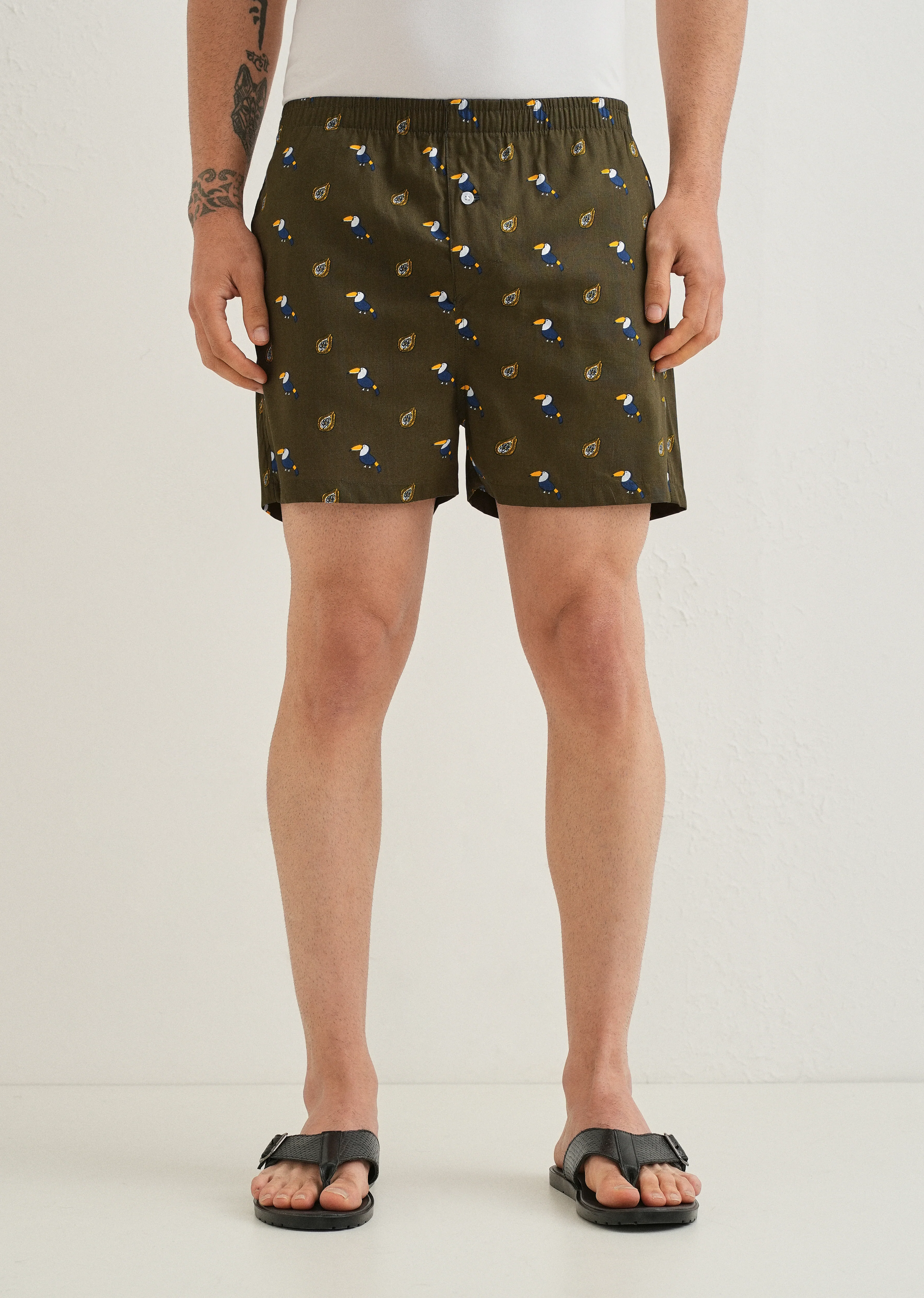 Olive Hornbill Printed Boxer - Image 5