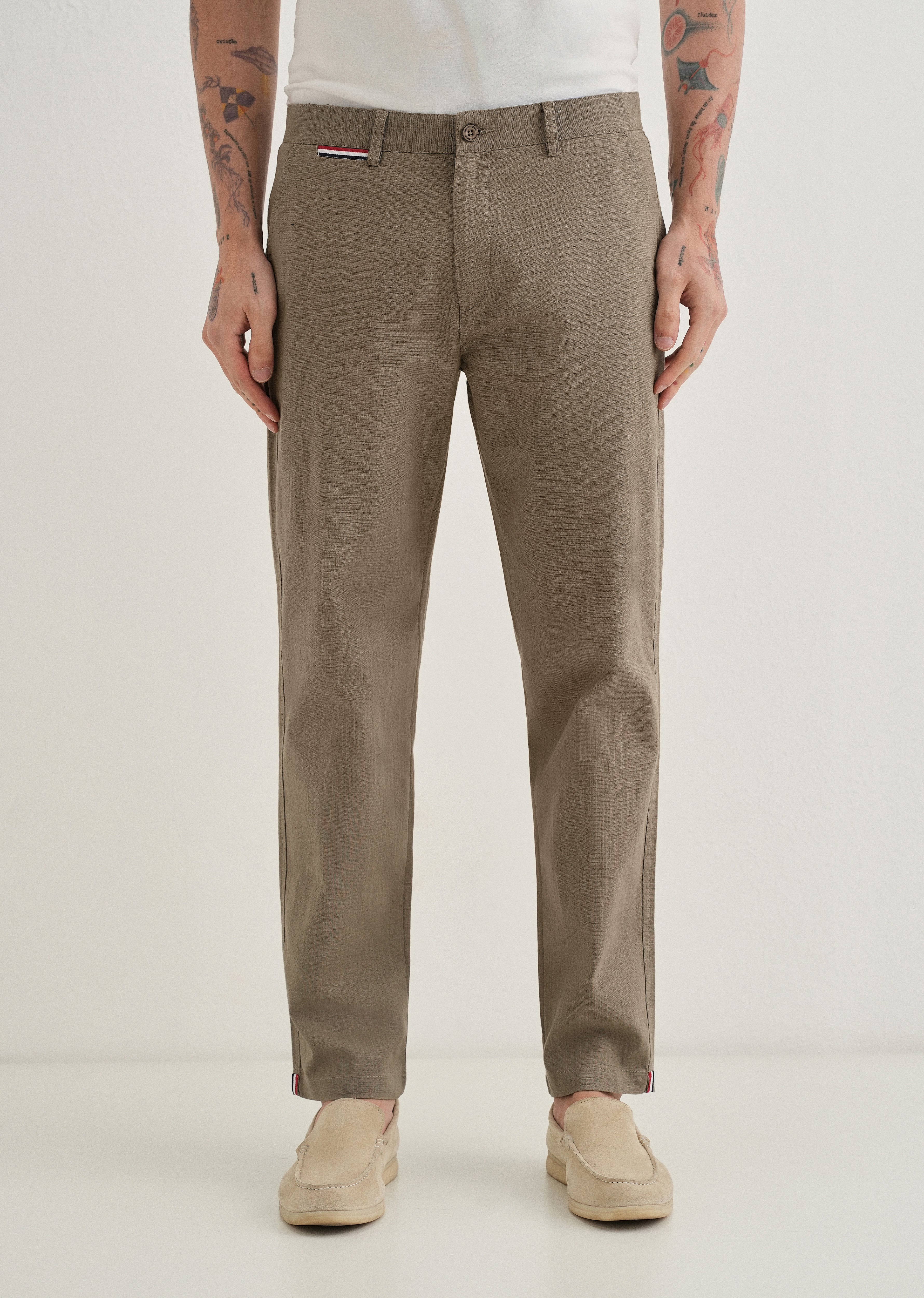 Olive Linen Trouser - Image 4
