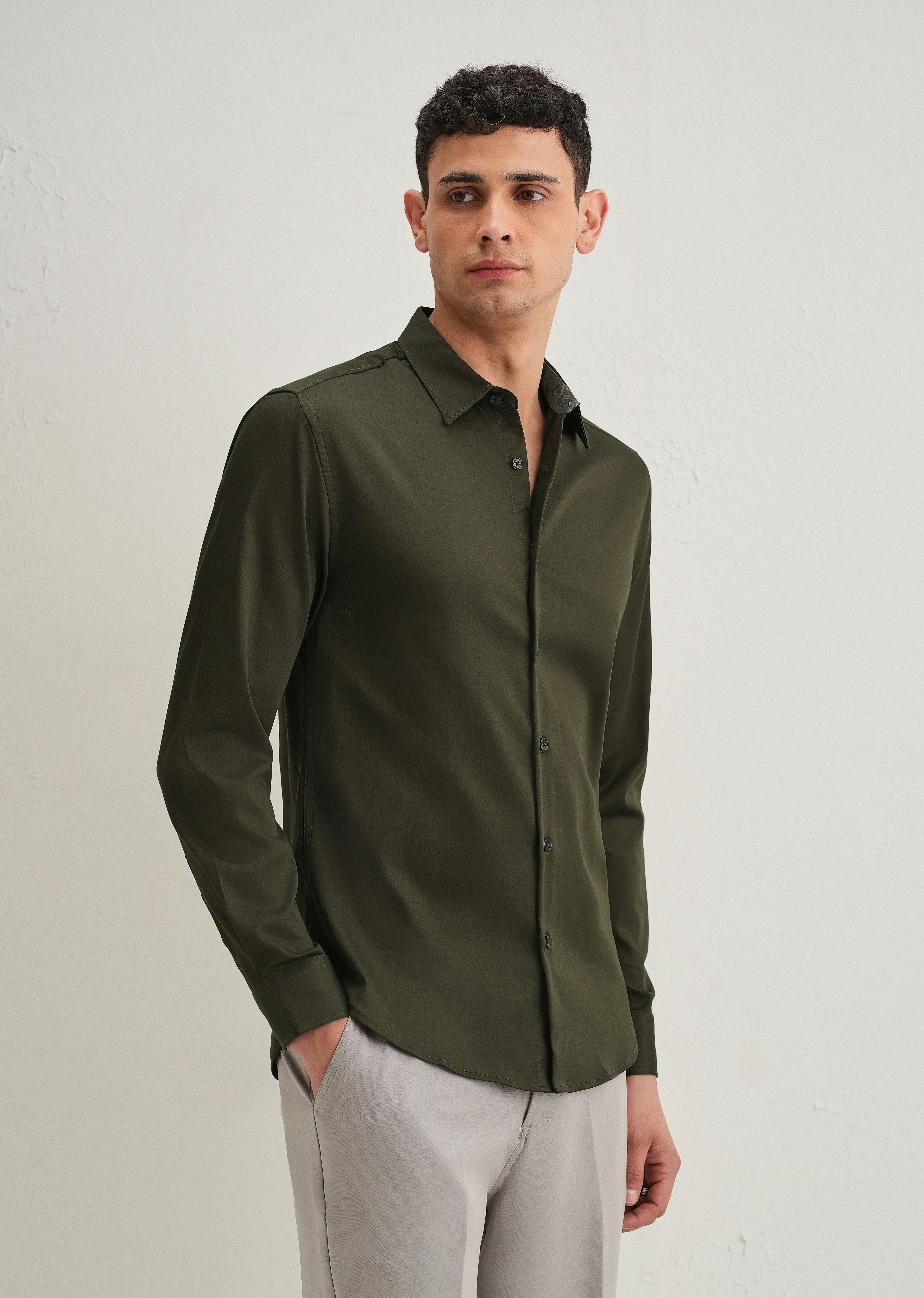 Olive Printed Cuff Shirt - Image 5