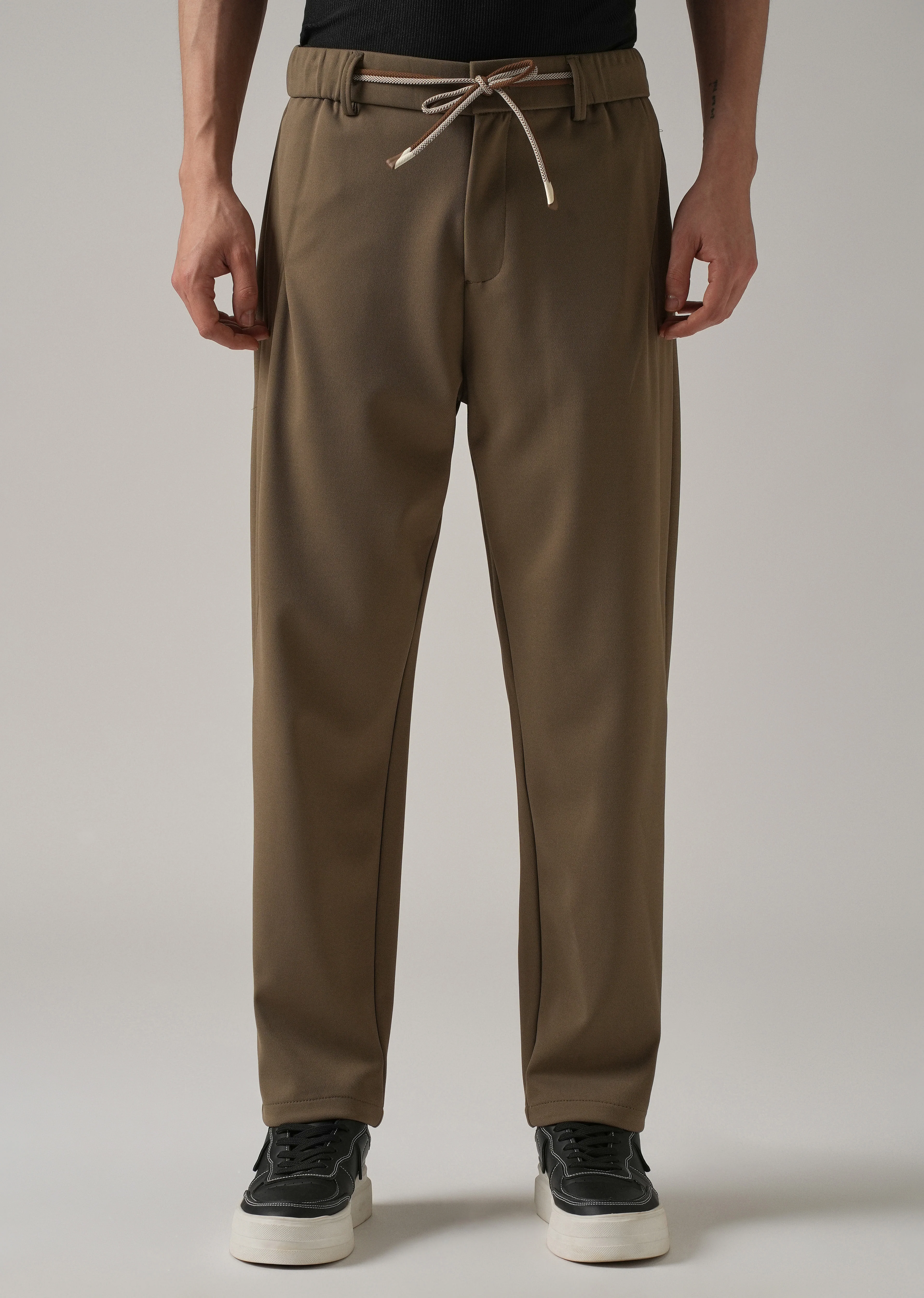 Olive Textured Stretch Pant - Image 3