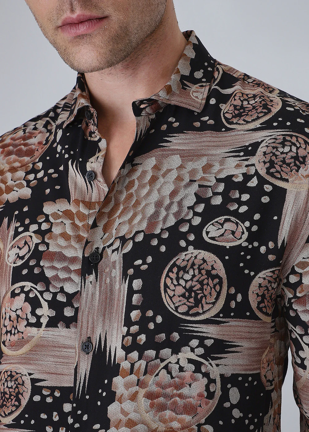 Orange Abstract Feather Shirt - Image 2