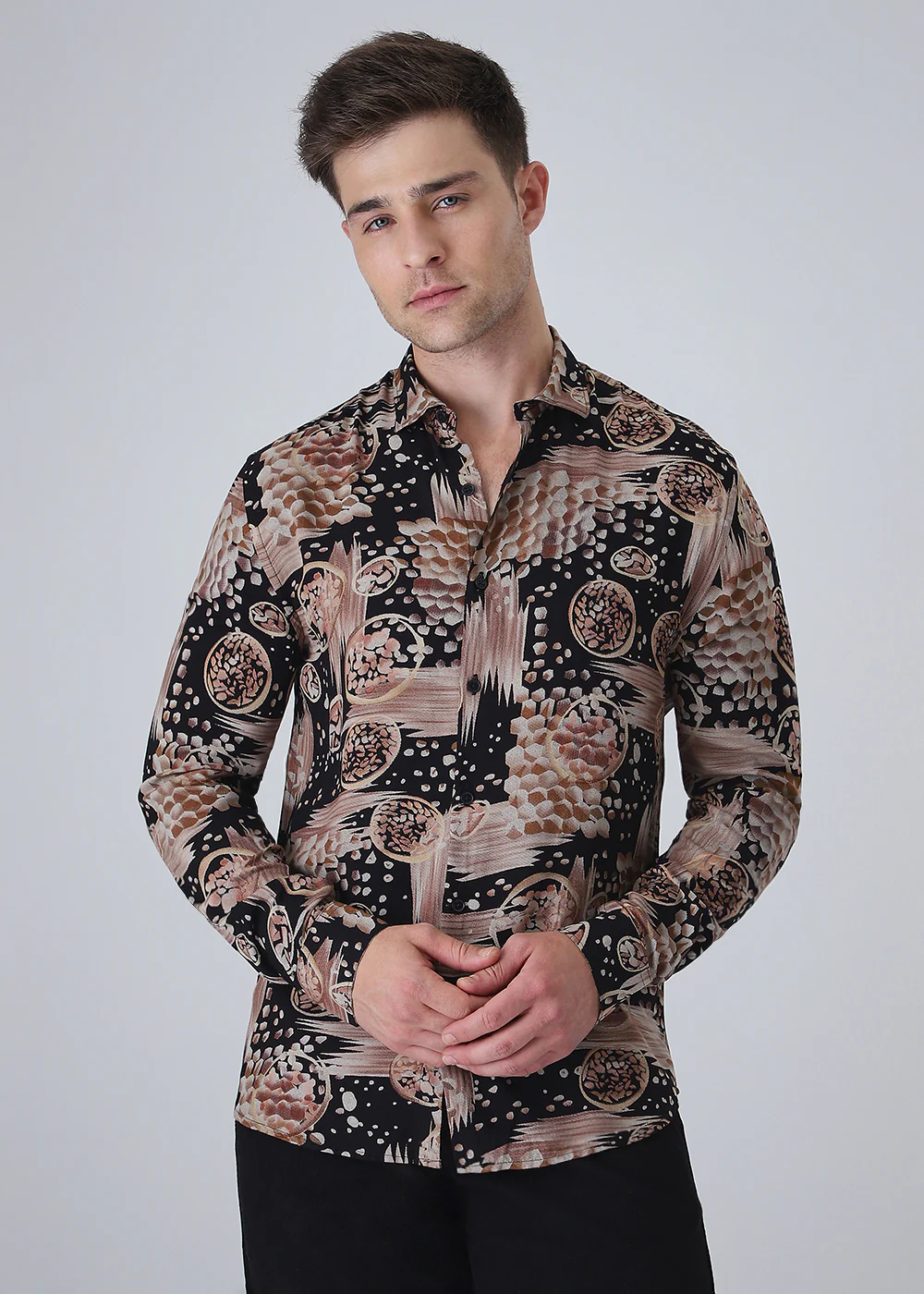 Orange Abstract Feather Shirt - Image 3