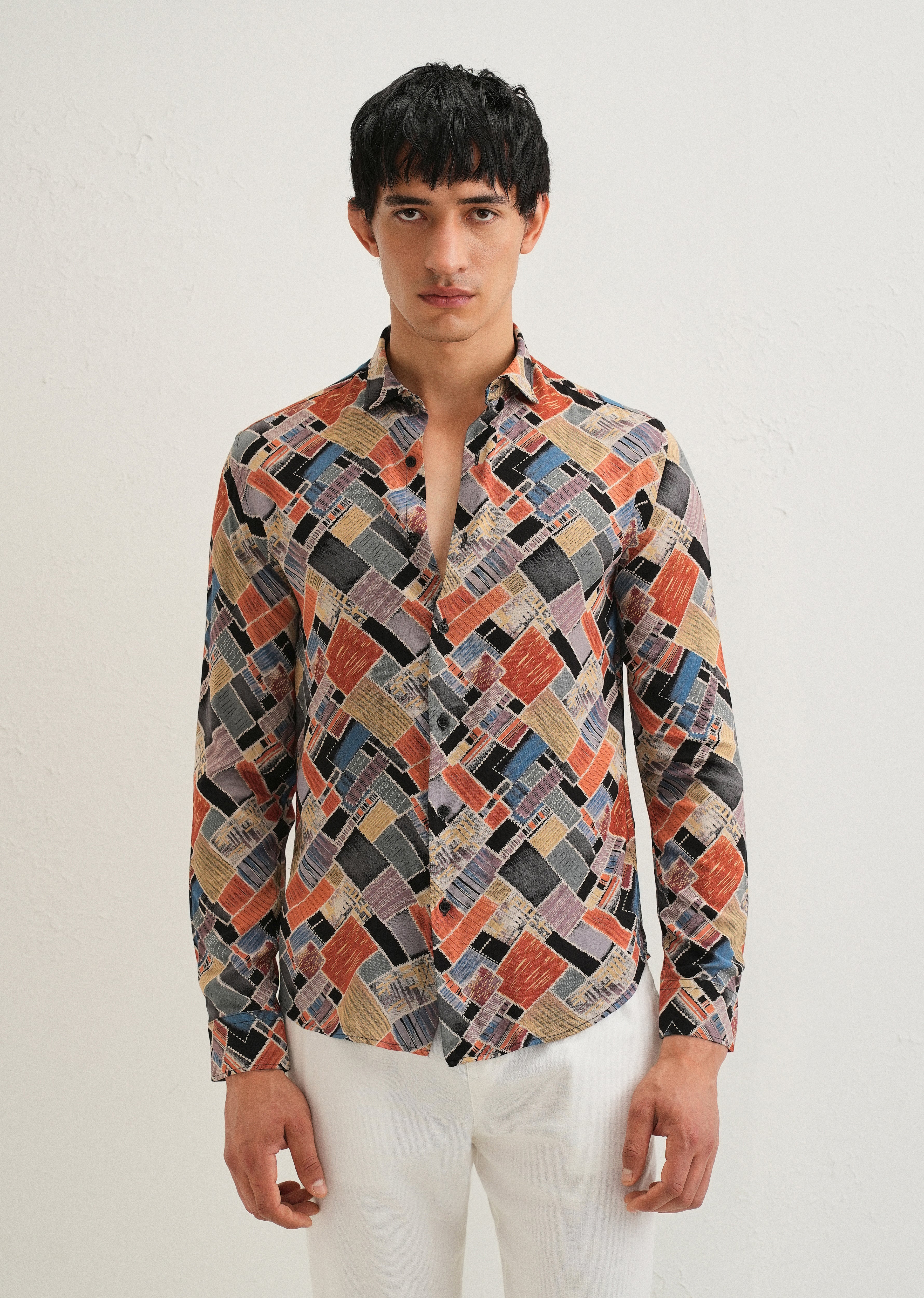 Orange Block Feather Shirt - Image 4